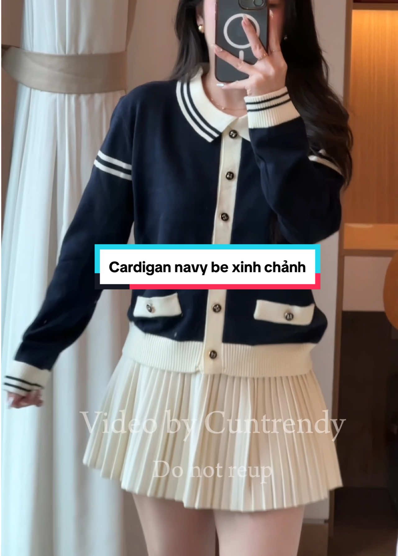 Tông navy mix be chưa bao giờ làm tui thất vọng ☺️ #cuntrendy #tet #xuhuong #deliz #thoitrangnu #review #lenlongtho #cardigan #mixandmatch 