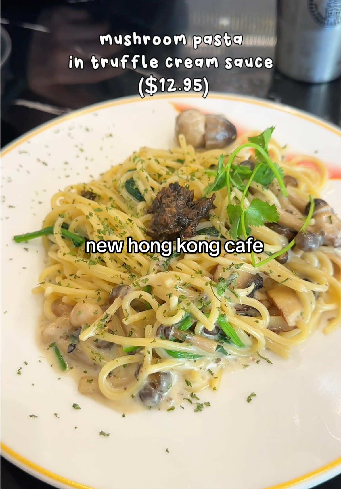 📍 Teawood Cafe (Inner Richmond, SF) New HK cafe and I do love how spacious the interior is, but their menu is a bit more limited than other HK cafes in the city🇭🇰🍜 FOOD:  🍄‍🟫Mushroom Pasta in Truffle Cream Sauce (8/10) - love the creaminess and how much mushrooms they included, but wanted more truffle flavor😝 🥩Braised Beef Tendon (5/10)- it was a little too dry for my liking😢 🍜Tonkatsu Ramen (5/10)- the broth tasted like the instant ones we find at Costco, ramen noodles were okay. It was like a mix of Japanese and Chinese ramen which I’m not a fan of🤔 🥥Coconut Coffee Latte (3/10)- tasted like straight up milk👎🏻 I feel like I didn’t order the right dishes, like popcorn chicken or pork chop/minced pork over rice, mostly because I wasn’t craving those dishes at the time. Even though I didn’t like majority of what I ordered, I would come back to try their other dishes🫣🫣🫣just to see if I ordered the wrong things the first time around.  Do you give restaurants a second try?🤔 #teawoodcafe #sfnewrestaurant #sfhkcafe #hkcafe #hongkongcafe #sffoodie #sffoodguide 