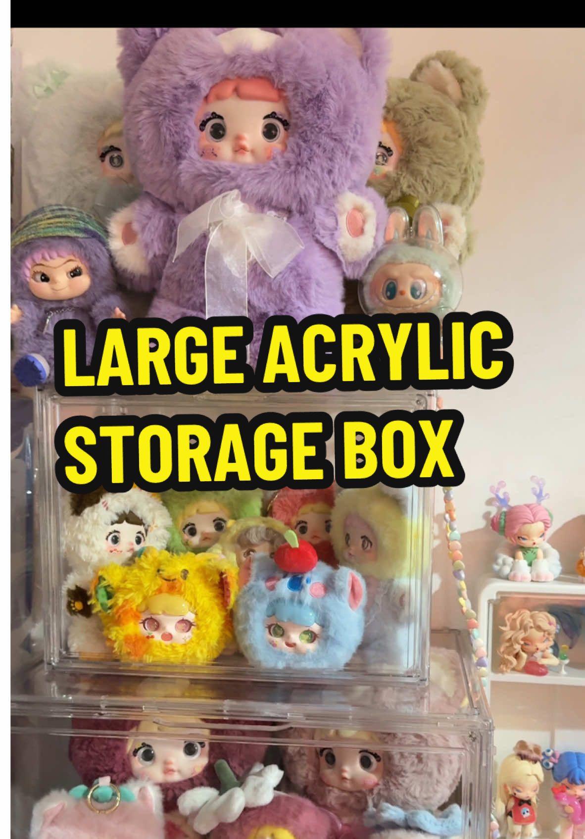 Finally, I found ang pinakaperfect Storage Box for my collections! pinaka Large Acrylic Storage Box ever na perfect for my Nommi 400% #acrylicstorage #acrylicstoragebox #transparentbox #collectionbox #storagebox #blindbox #unboxingblindbox 