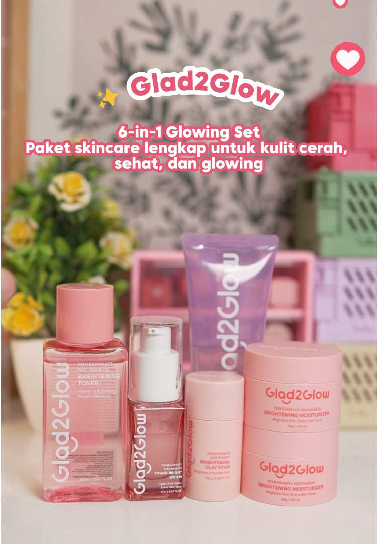 🌟 Mau Kulit Glowing Maksimal? Yuk, Coba Glad2Glow 6-in-1 Glowing Set! 💖 #Glad2glow #glad2glow #skincare #glad2glow #g2g #peelingserum #moisturizer #Belanjabulanjanuari
