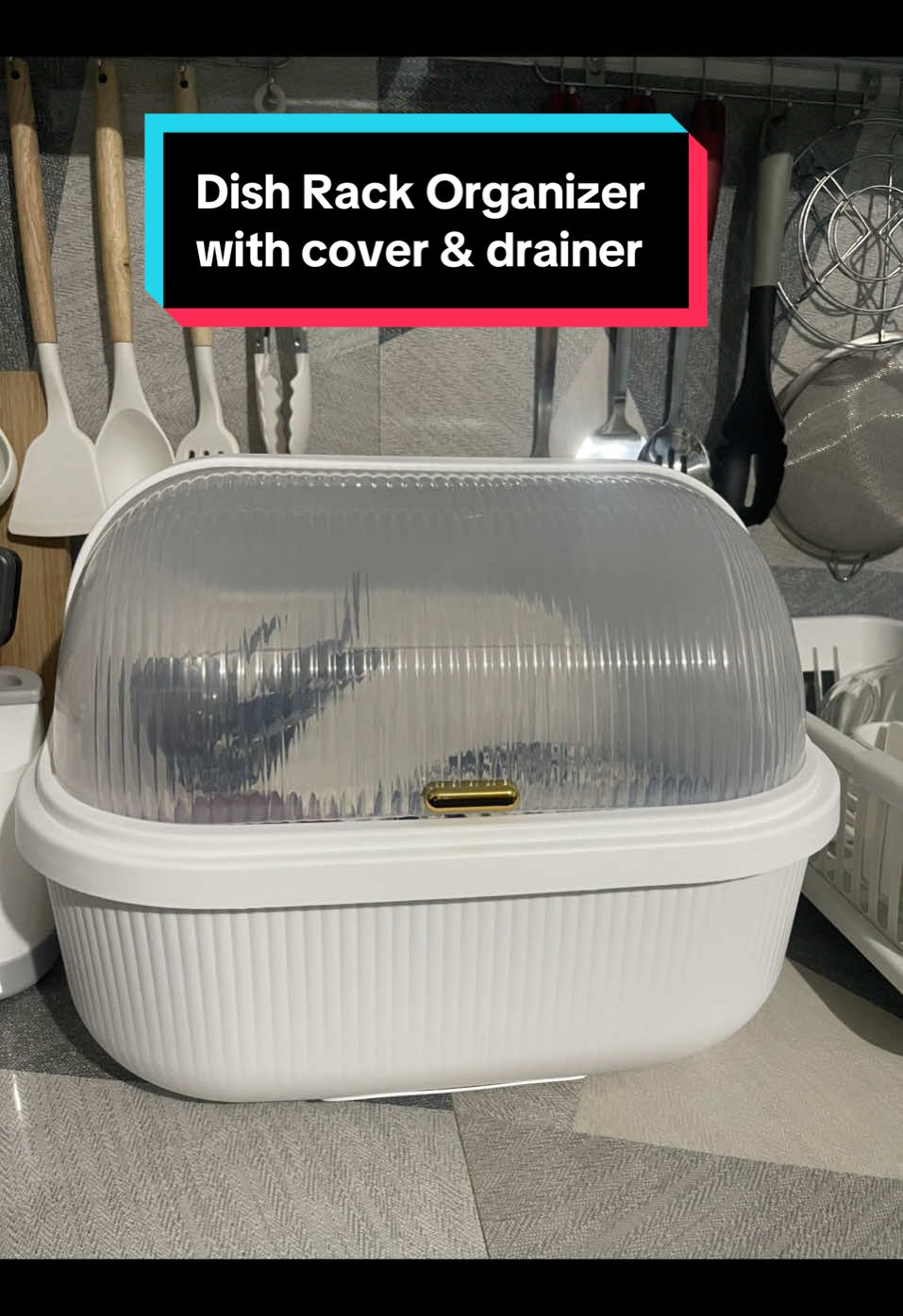 Kitchen dish rack organizer with cover and drainer dust proof insect proof #kitchen #dishrack #teamputi #sulitfinds 