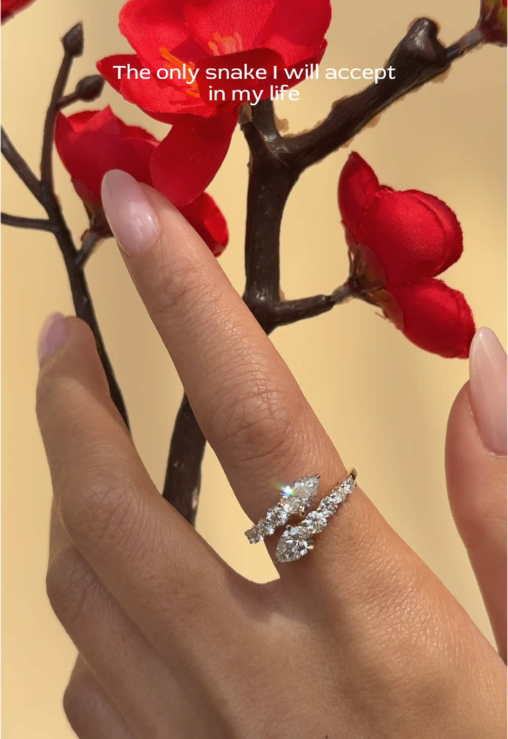 Our newest design: Snake open Diamond Ring that we call “The Fang of Fortune Open Diamond Ring” for your lucky year of the snake. A blend of elegance of Pear cut and Round cut diamonds. Available in yellow gold and rose gold. All products are available to try on at… 📍 Central World, 1st Floor Atrium Zone Contact us via… 📞 LINE OA: @socialdiamondbkk 📞 Tel. 082-192-4994 📞 WA +6682-192-4994 #Soc#SocialDiamondc#SocialDiamondBKKb#labgrowndiamonda#diamondbangkokamondjewelry #snakering #snakediamondring #diamondring #yearofthesnake 