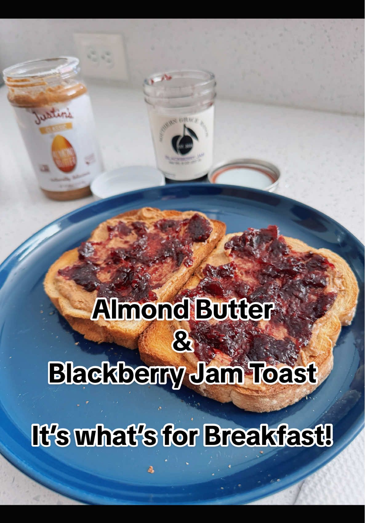 Make a simple breakfast with us this morning!  Nothing better than some Almond Butter and our Southern Grace Manor Blackberry Jam on toast. 😋 It was SO good! #SouthernGraceManor #jam #jelly #breakfast #yummy #foodtiktok #foryoupage #foryourpage 