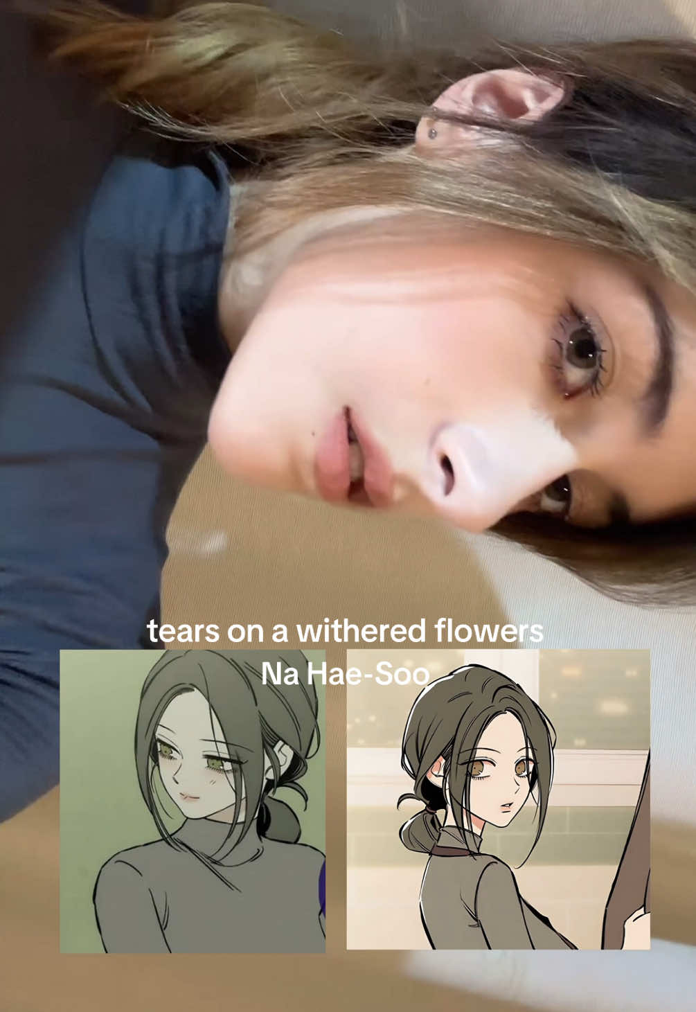 my friend told me to try to repeat the look na hae soo, and here is the result…  my reaction -> ദ്ദി ˉ͈̀꒳ˉ͈́ )✧  #makeup #manhwa #webtoon #nahaesoo #tearsonawitheredflowers #cosplay #nudemakeup #GlowUp #cosmetics 