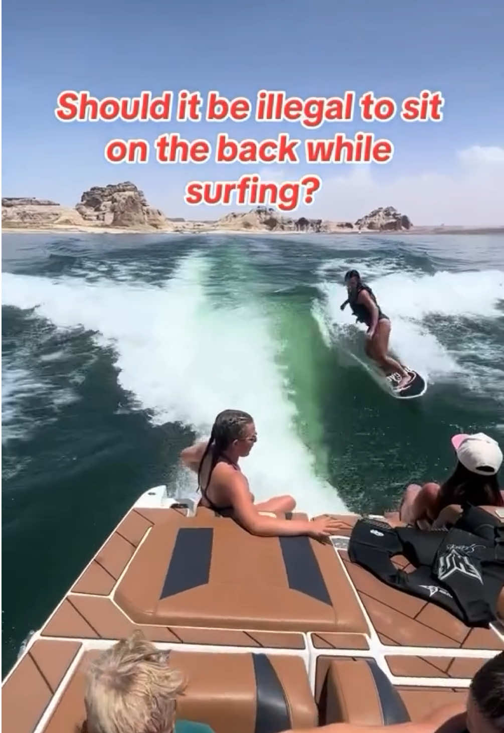 Let’s hear your thoughts!!! It’s legal on one side of the lake at Lake Powell, and illegal on the other side 🤣🤣🤦‍♂️ #lakepowell #weekendwarrior #boating #powell #legal #boatlife #lakelife #summer2025 #2025 #viral #letshearit #surf #surfing 
