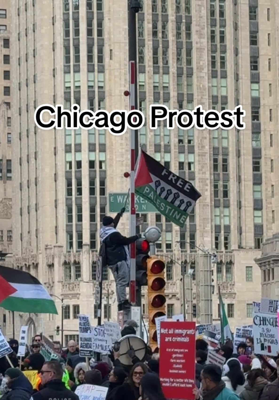 I was visiting Chicago and walked into a peaceful ralley in front of trumps hotel. It was remarkable watching the police give them their space while also protecting the citizens. Today, tomorrow and always stand up for what you believe in! There is power in numbers 💙 #protest #chicagoprotest #winterboots 