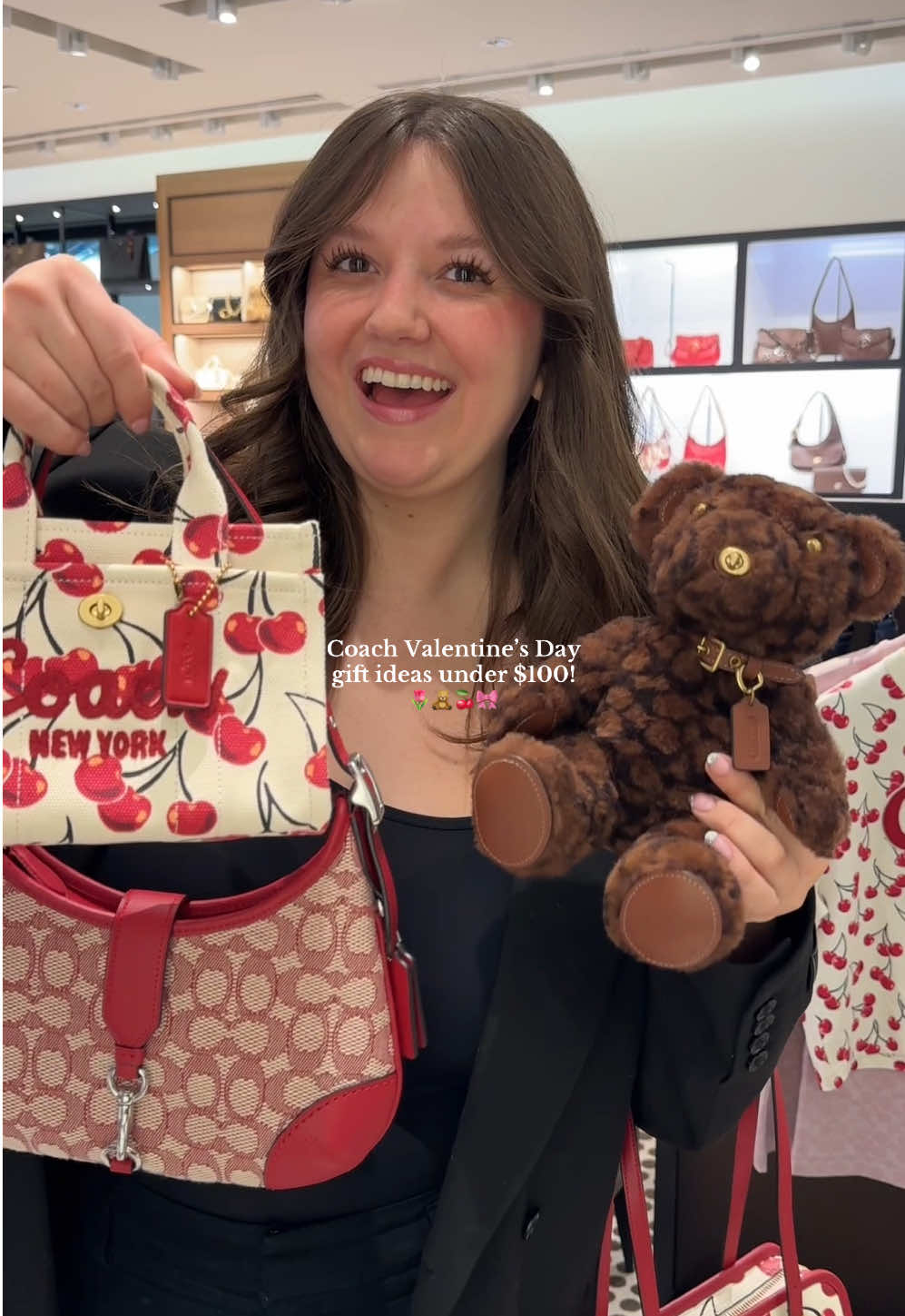 shop my link in bio ❤️ Coach has the cutest Valentine’s Day gifts under $100! 🧸🍒🌸 @Coach #coachny #coachretailemployee #coachbags #coachcherrycollection #coachcherry #cherrycharm #valentinesdaygiftideas #giftideasforher 