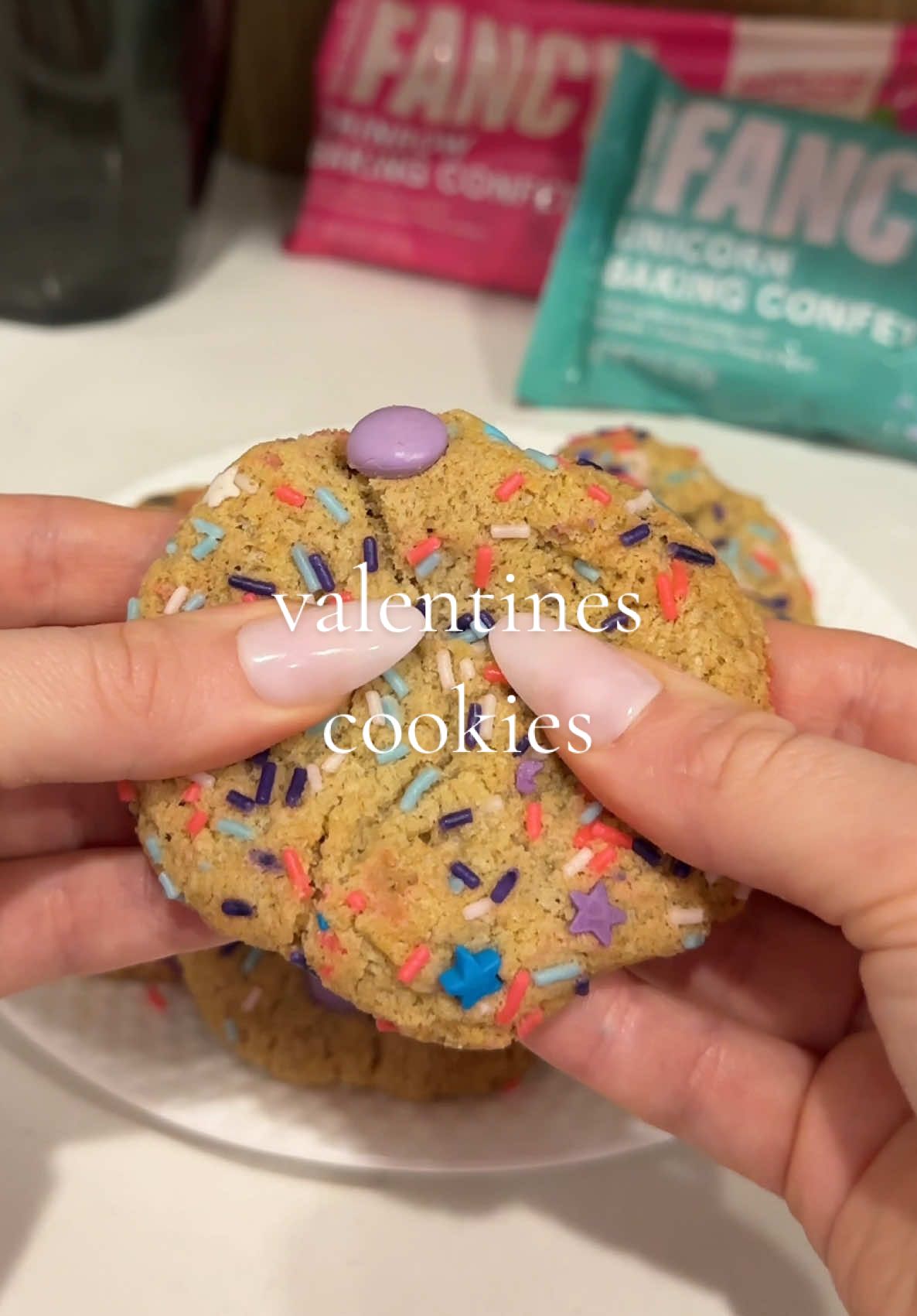 making fun cookies with the new @Fancy Sprinkles® baking confetti💕Available at @Walmart ! #fancysprinklespartner #asmr #cookies #baking #bakingconfetti #ValentinesDay 