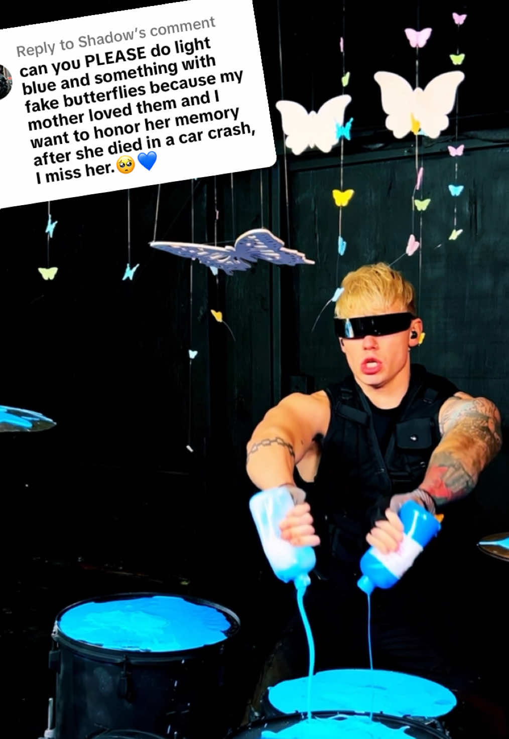 Replying to @Shadow we made this song for you too🩵🦋 #foryou #paint #drums #butterfly 