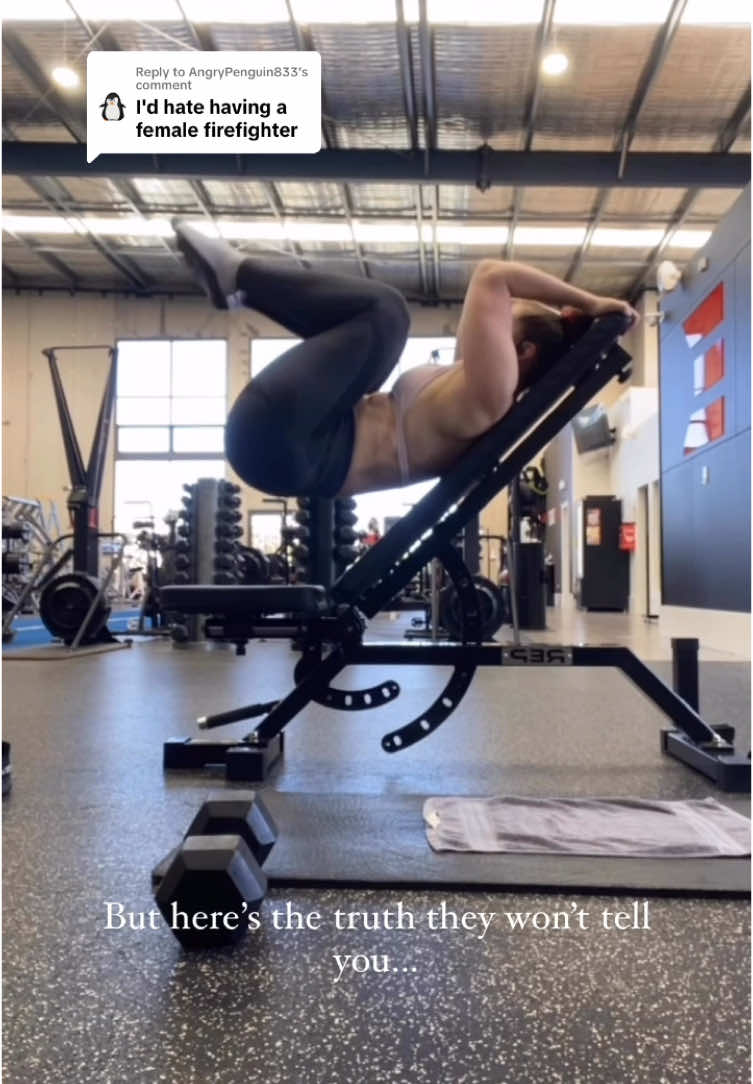 Replying to @AngryPenguin833 ‘Protecting the irreplaceable’ also comes in the form of protecting those delicate dreams of young women & girls… so I’m happy to cop the negativity if it means that I make room for more women to be fearless 💫 #firefighter #femalefirefighter #emergencyservices #fyp #frnsw #firefighterworkouts #shiftwork 