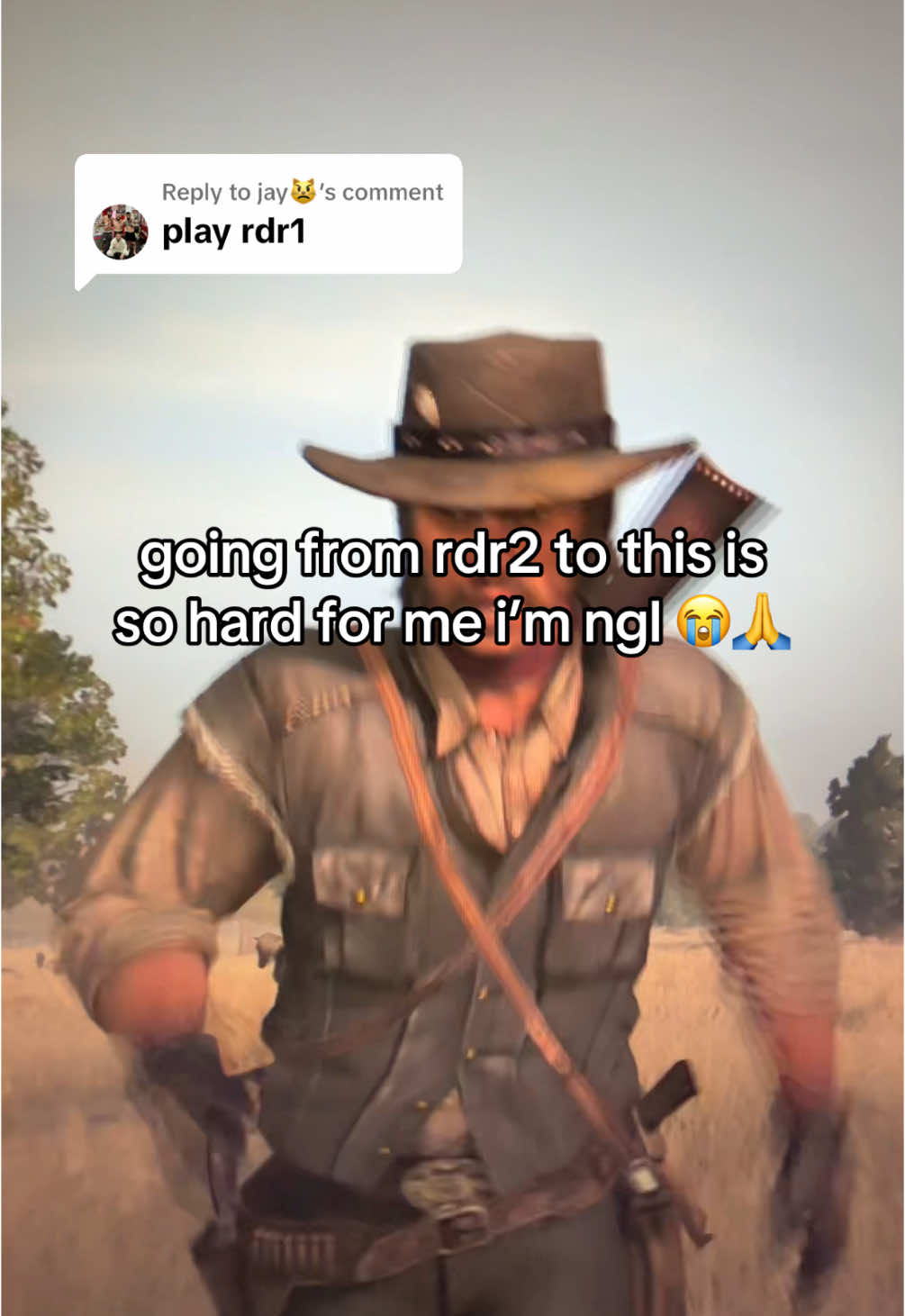 Replying to @jay😾 this is still super impressive for 2010 but after being spoiled with rdr2 graphics and mechanics it’s a struggle to adjust to this 😞 i’m an hour ish in and the story is also a little slow for me, does it get better soon? i will stick through it though i’m excited to see what happens… and $40 (on sale) is wild 😭 (ALSO ty for all the suggestions on what to do next i WILL be playing this game forever now)  #rdr1 #reddeadredemption #rdr2 #reddeadredemption2 #johnmarston #arthurmorgan #rdr #firstplaythrough #gaming #gamingtok 