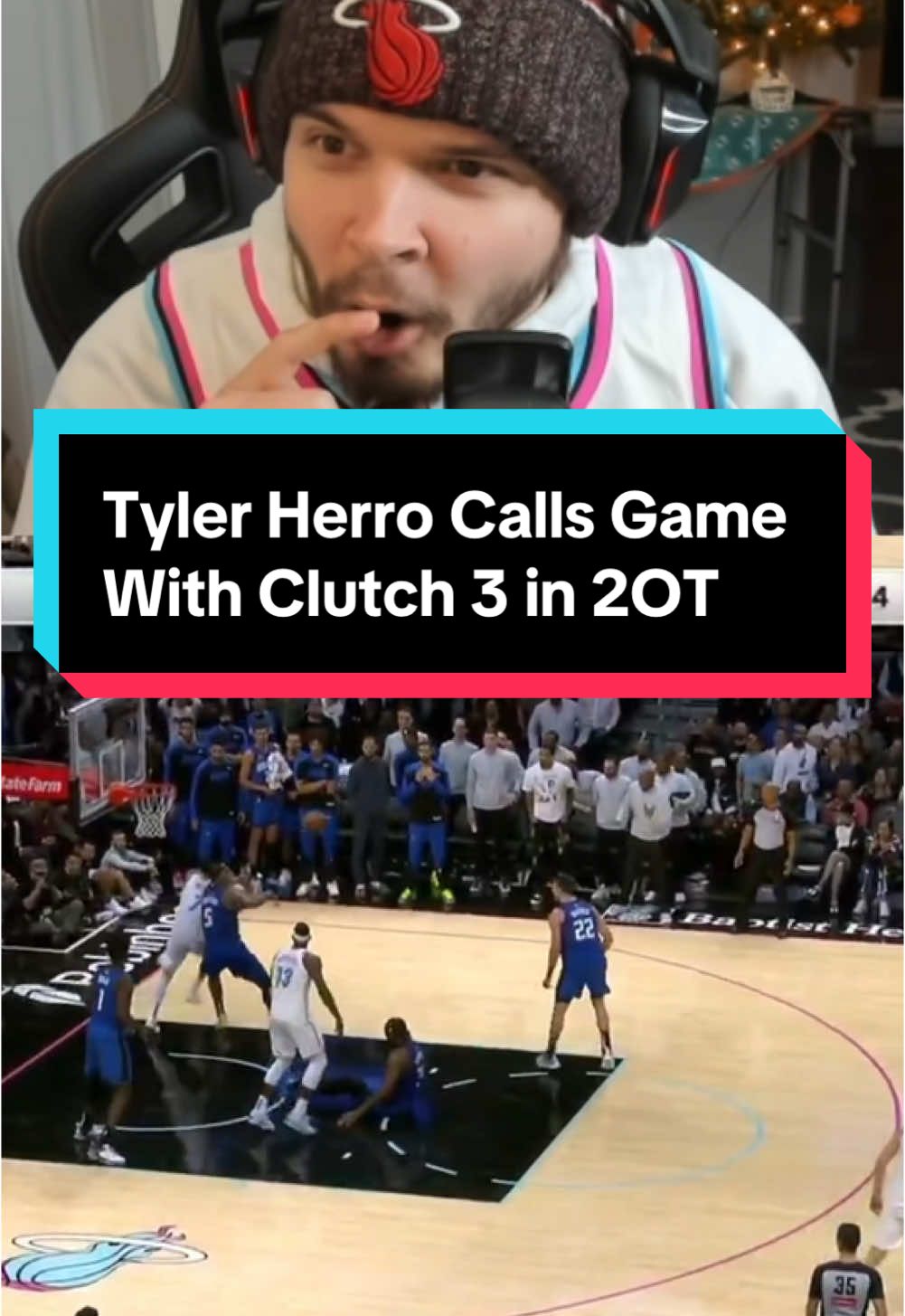 Tyler Herro Calls Game With  Clutch 3 in 2OT #NBA #nbatrending #nbaviral #heat #magic #overtime #reaction 