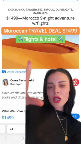 This travel deal to Morocco is wild! 1499 including your flights and hotels… This deal is too good to pass up✨🚨 ##traveltiktok##budgettravel##traveltok##traveldeal##traveldeals##traveldealplug##morocco##moroccotravel##travelmorocco##tangiermorocco##fezmorocco##casablanca🇲🇦##marrakech