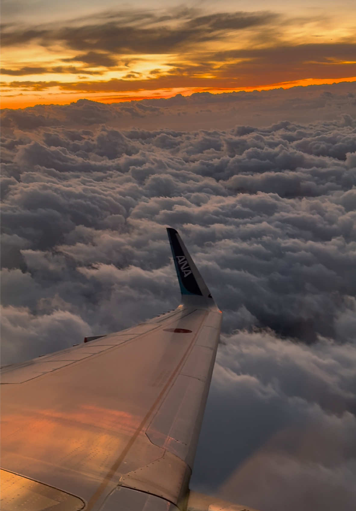 Sunset over Mt. Fuji  @ANA🇯🇵✈️  #allnipponairways #japan #mtfujj #aviation #sunset #clouds #fyp #fypシ 