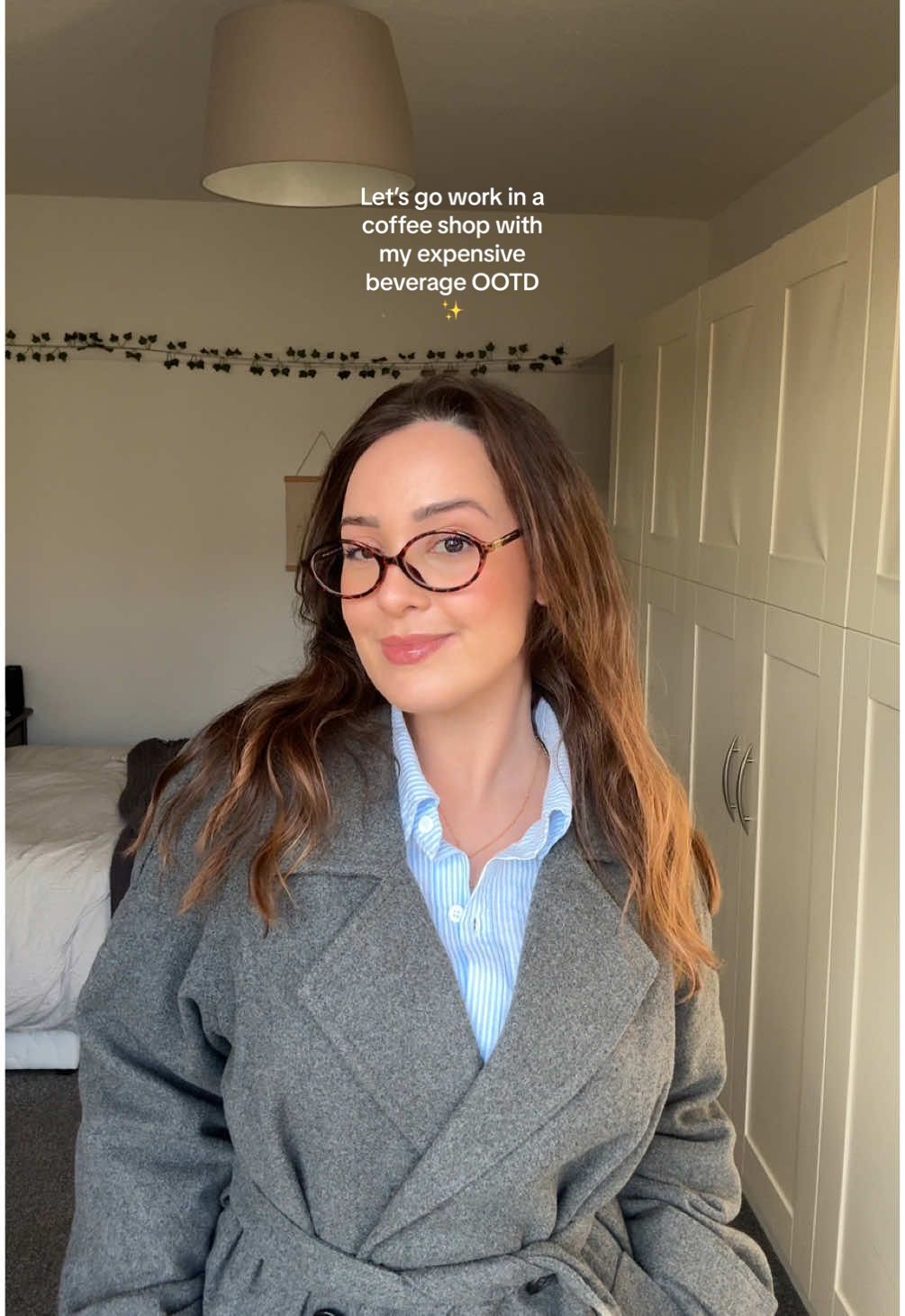 Another ootd! Nothing makes me more excited than wearing a cute outfit and going to work in a coffee shop with my €5 euro drink 🤭💖 honestly it’s romanticising the little moments for me! Wearing @Firmoo_UK that are perfect dupes for Miu Miu viral glasses 😍 #OOTD #fashiontiktok #miumiu #miumiuglasses #firmoouk #outfitinspo #softgirlaesthetic #grwm #fashioninspo #outfitcheck #glassesgirl 