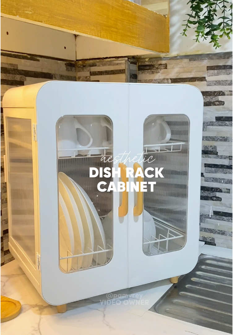 Aesthetic dish rack 🤎 #dishrack #dishrackcabinet #aesthetic #kitchenfinds #fyp #foryou 