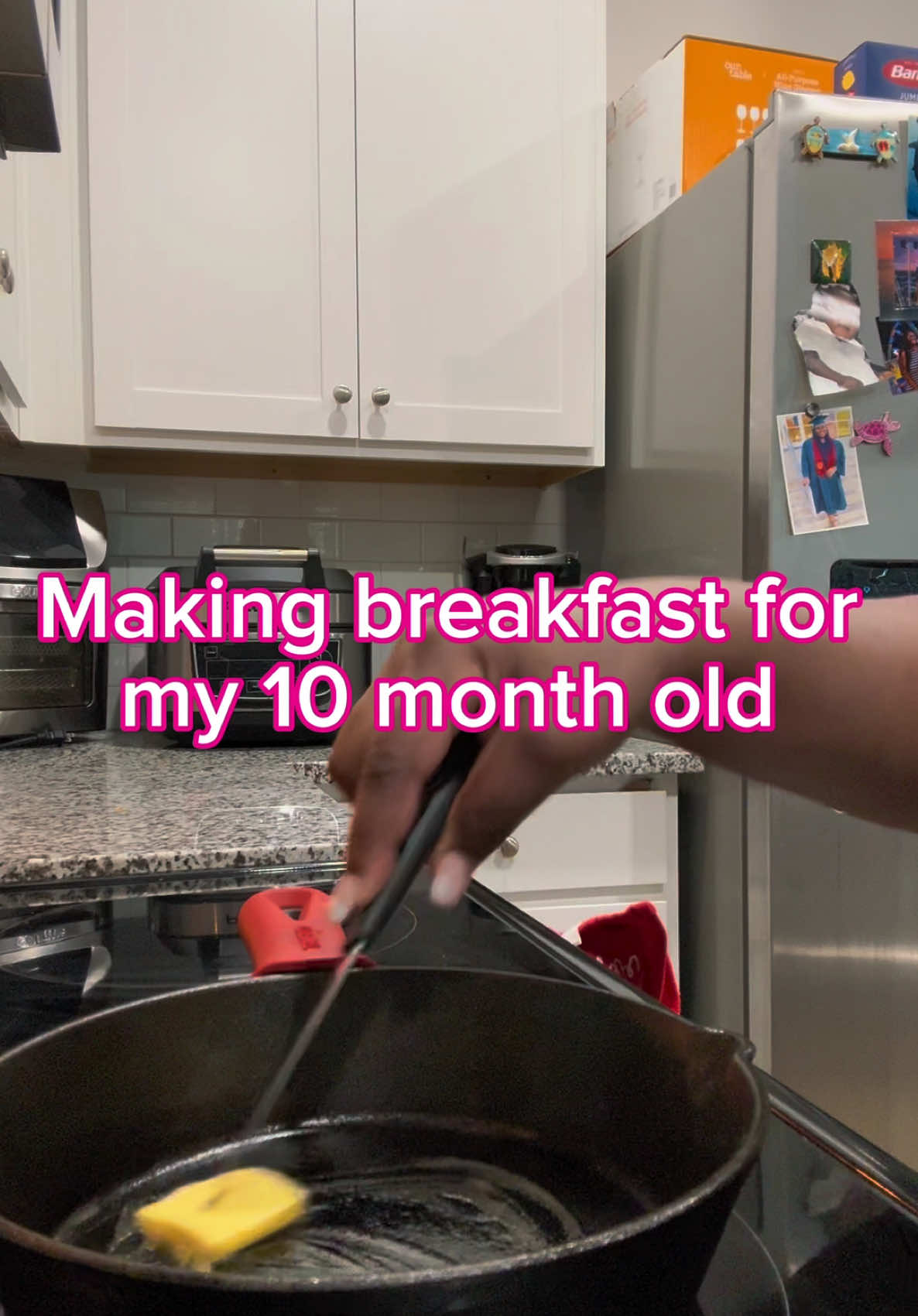 One of her favorites! 😋❤️ She has sweet potatoes, oranges, and scrambled egg whites for breakfast. I always give her an 8 ounce bottle afterwards! 💕 #momlife #lifewithababy #babybreakfast #10monthold #fyp #foryoupage #babyfoodideas #ftm 