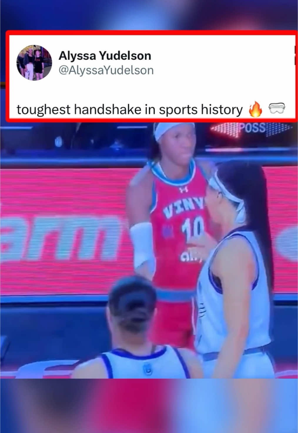 They really said “🤝🥽” (Via alyssayudelson/X) #sports #WNBA #handshake #unrivaled #swag 