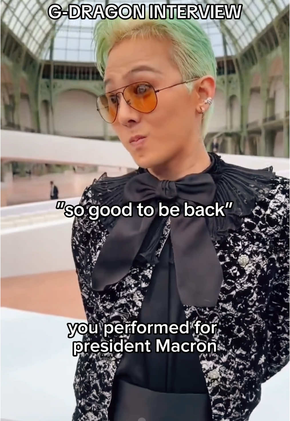 he is so cute #gdragon #parisfashionweek #kingofkpop #gdragonxchanel #chanelcouture #bigbang #interviews #gd #kwonjiyong #kpopers 