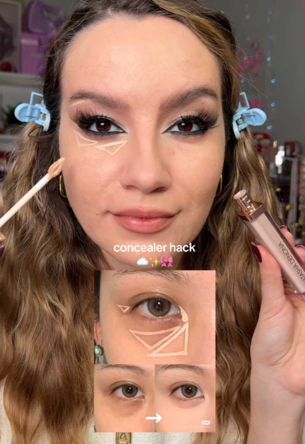 Concealer hack☁️✨🎀 What do we think? I used @Natasha Denona concealers✅ #concealerhack #concealer #makeuphacks 