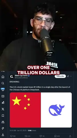 so the stock market lost one trillion dollars because china dropped a better chatbot #hasanabi #chatgpt #china #nvidia 