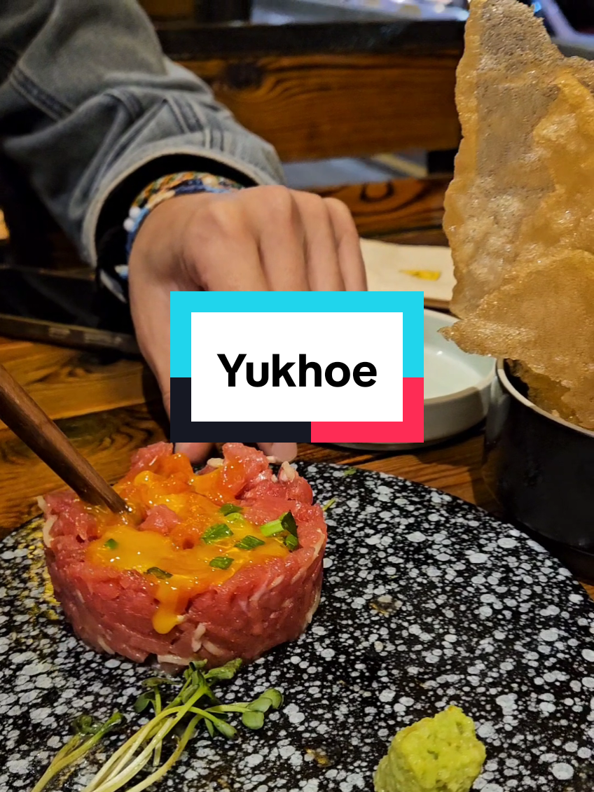 🥢 Korean Yukhoe is raw meat with raw egg! Would you eat it? #busan #seoul #tartare #koreanfood #southkorea #fooddiary #koreatravel #tryeverything #newexperience 
