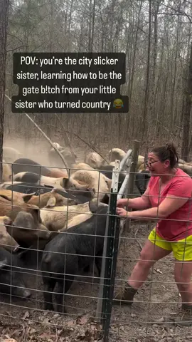 “Hey, you think you can handle opening that gate? I’ll watch from the tractor.” 😂😂😂 Gotta admit, I sure am having fun torturing, er i mean teaching, my older sister all about life on the farm 😂 #farmgirl #farmlife #farming #fyp #foryoupage #winterboots #itendswithus #TikTokShop