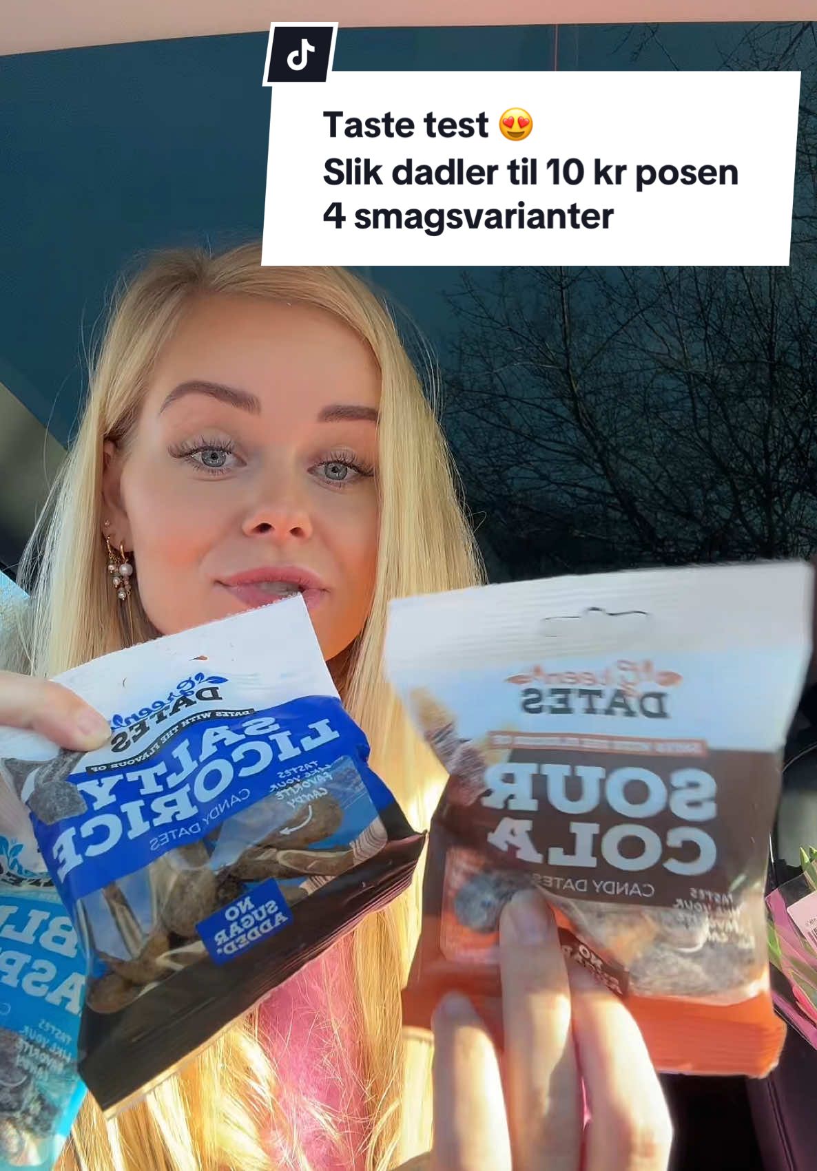 10 kr posen, dem var jeg nødt til at prøve.. Synes de er gode som en lidt sundere snack, i stedet for at man spiser slik. Her spiser man heller ikke ligeså mange 😋 #tastetest #dadler #snacks #taste #sundsnack #greendates 