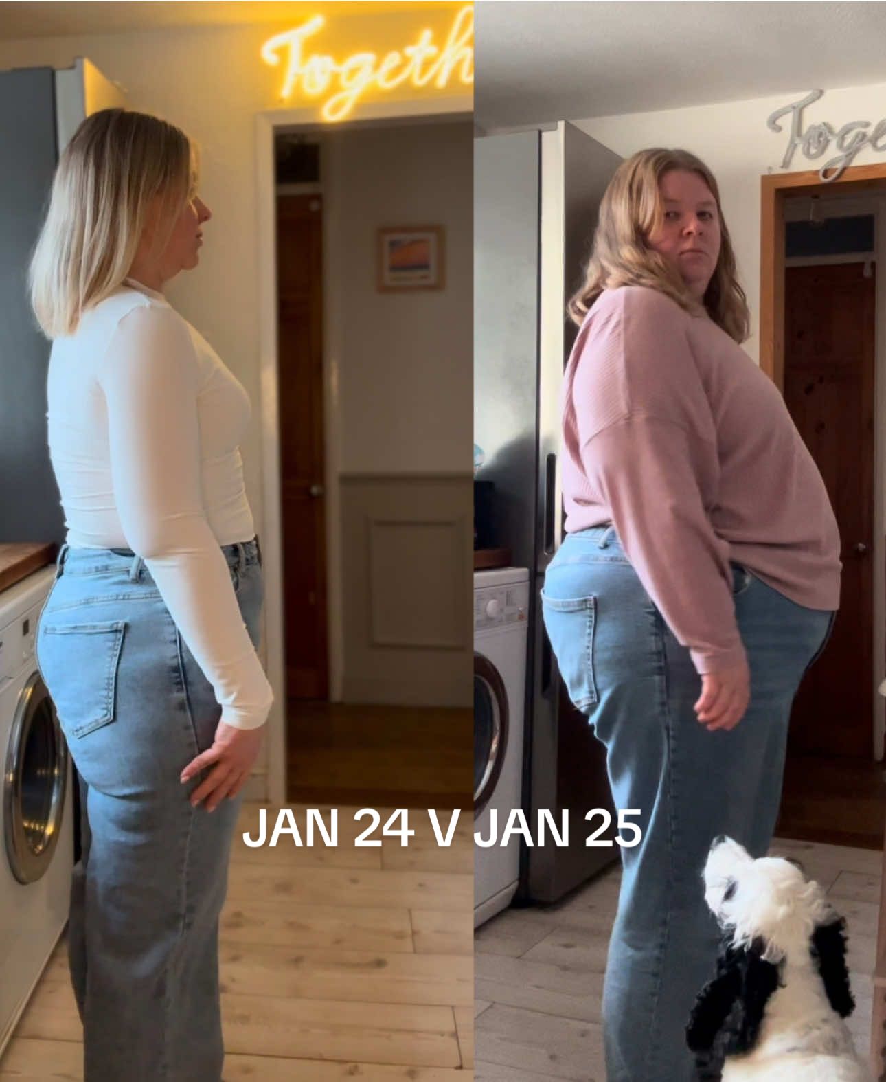 JAN 24 V Jan 25 ✨❤️🪩🍒  9 stone lost in one year…one year can literally transform your life! This before and after will stay with me forever 🫶🏻  #fyp #foru #weightlosstransformation #weightlossbeforeandafter #9stoneweighrlossinoneyear #9stoneweightloss #beforeandafter #lifechanginghardwork 