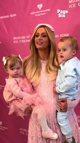 Paris Hilton brought her babies to God's Love We Deliver's Third Annual Young Hearts Friends Fest at the Museum of Ice Cream in NYC🍦🩷🩵 🎥: Nicki Gostin/Page Six