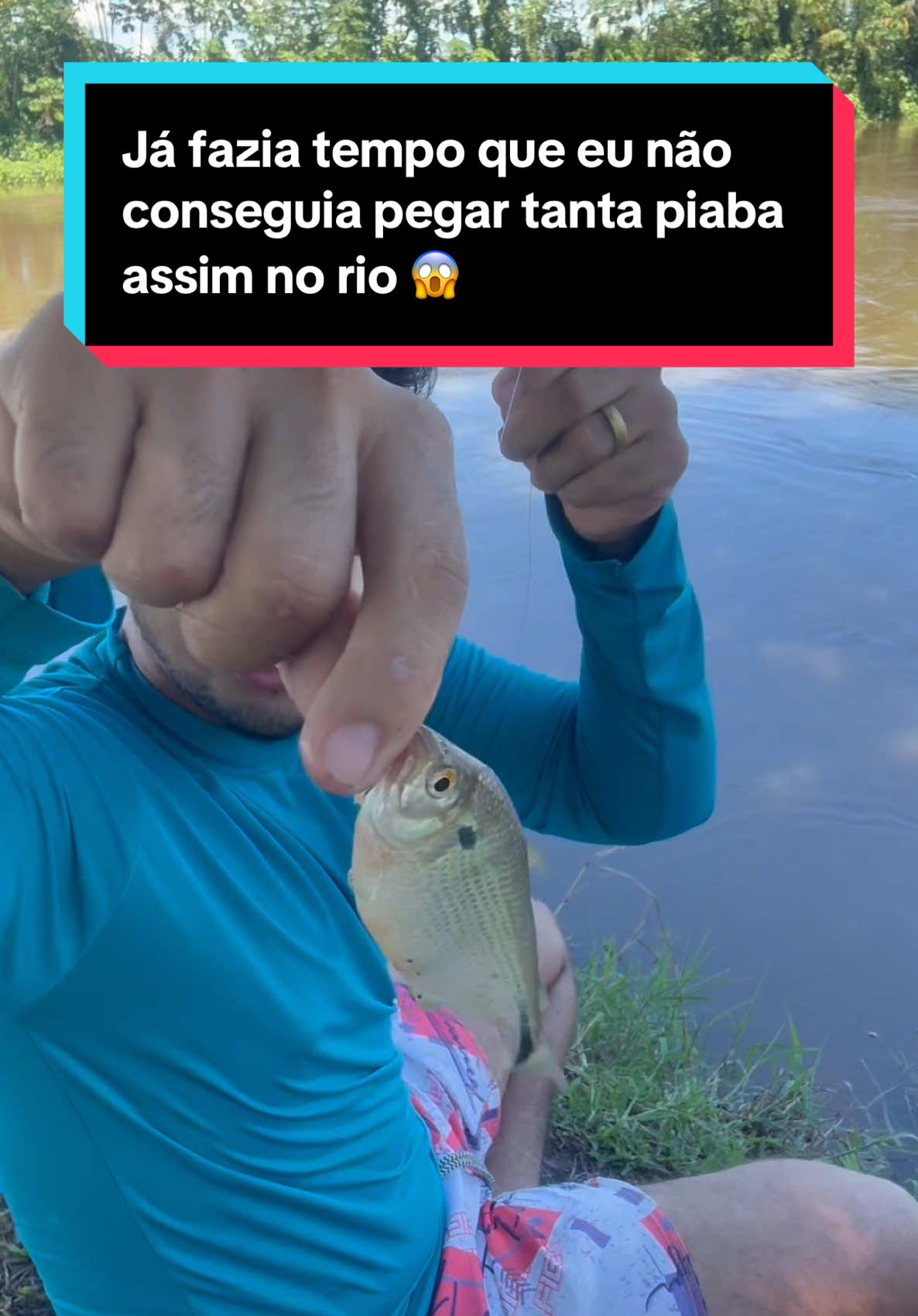 Já fazia tempo que eu não conseguia pegar tanta piaba assim no rio 😱 #pescaria #pesca #lambari #humor #viral 