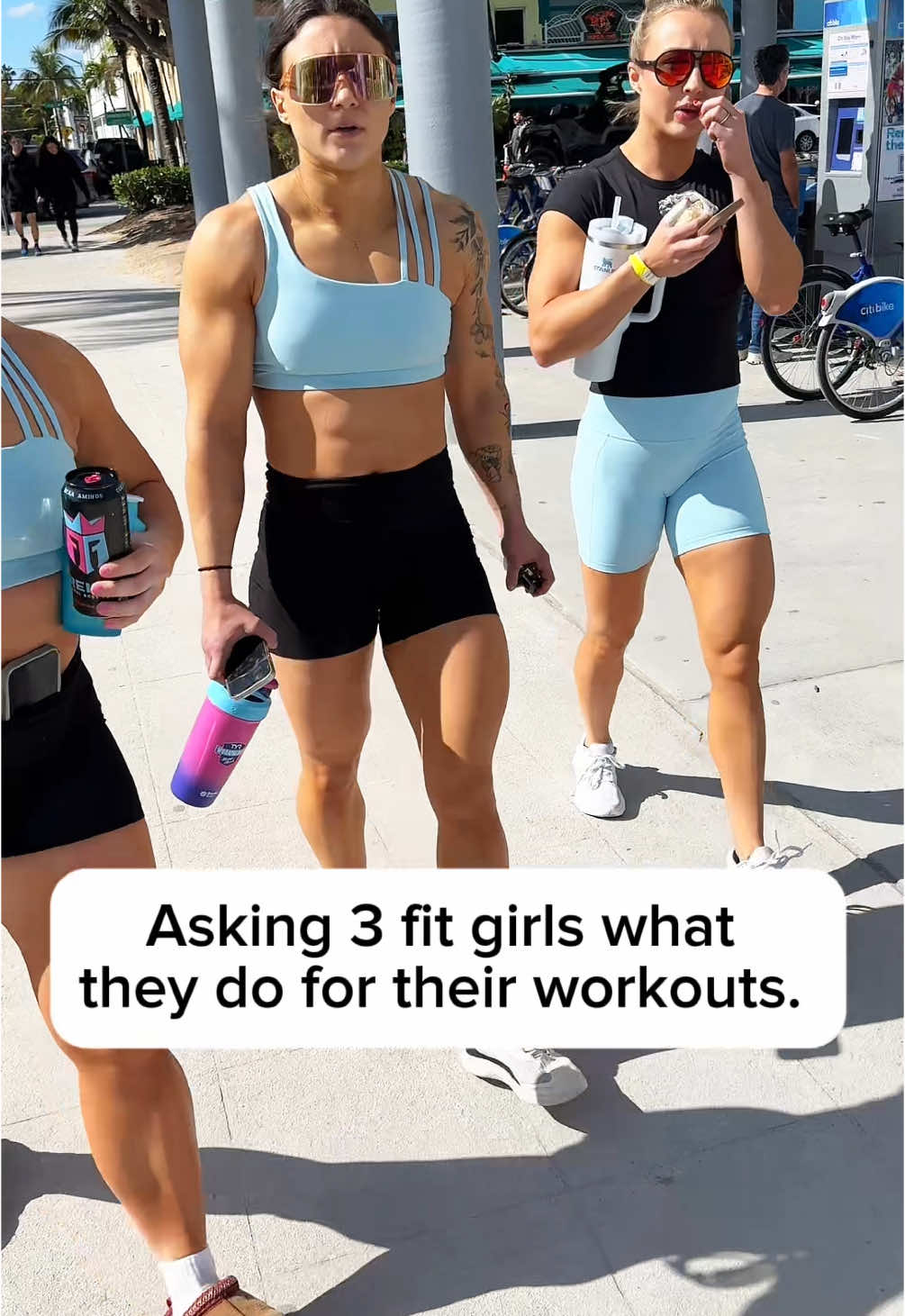 Asking 3 fit girls what they do for their workouts. #crossfit #girlswholift #benchpress #Fitness #workout #fyp #miami #FitTok 