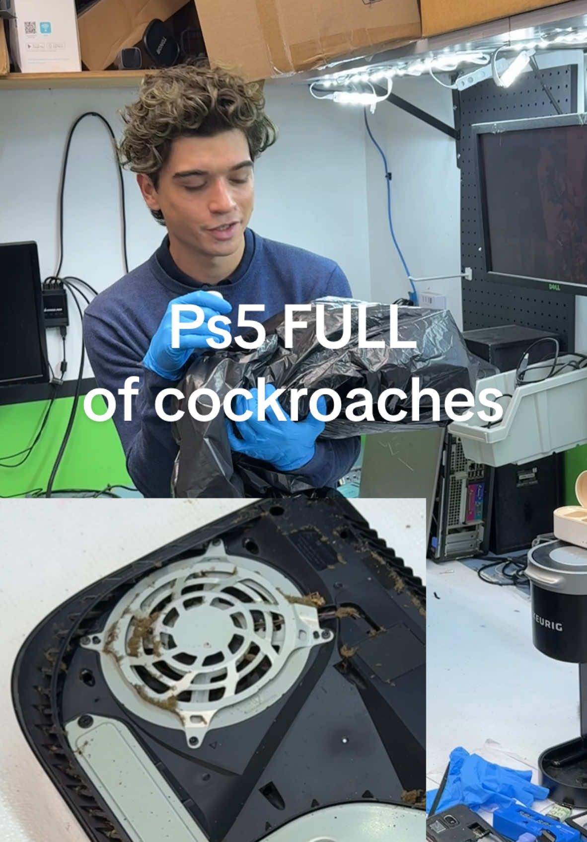 More roaches than a rich potheads bathroom sink #satisfying #repair #tech #ps5 #hdmi #gross #roaches #exterminator // how to clean ps5 // cockroaches in ps5// how to fix ps5 hdmi port // #fyp #viral 