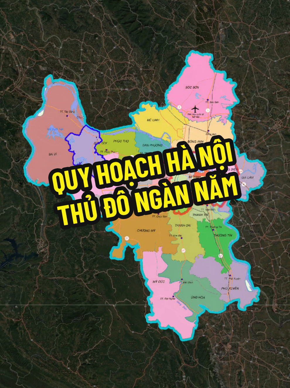 Quy hoạch Hà Nội mới nhất. Hà Nội là thủ đô của Việt Nam, đông dân thứ hai nước ta với khoảng 8,5 triệu người và diện tích là 3.359 km². Giáp Thái Nguyên, Vĩnh Phúc, Hà Nam, Hòa Bình, Bắc Giang, Bắc Ninh, Hưng Yên và Phú Thọ. Hà Nội là có nhiều đơn vị cấp huyện nhất Việt Nam với 30 đơn vị là 1 thị xã Sơn Tây, 12 quận và 17 huyện. Trong đó quận rộng nhất là quận Long Biên, quận nhỏ nhất là Hoàn Kiếm, quận đông dân nhất là Hoàng Mai, huyện đông dân nhất là Đông Anh, huyện rộng nhất là Ba vì, huyện nhỏ nhất là Thanh Trì, quận Đống Đa có mật độ dân số lớn nhất, quận ít phường nhất là Cầu Giấy và Tây Hồ. Tỷ lệ đô thị hóa của Hà Nội đạt khoảng 49%, dân số và thu nhập của người dân Hà Nội không đồng đều chủ yếu tập trung ở các Quận nội thành và các huyện ngoại thành chủ yếu là nông nghiệp và thưa dân hơn. Thu nhập bình quân đầu người năm 2023 đạt hơn 6,8 triệu đồng/người/tháng. Theo Quyết định số 1569 của thủ tướng, quy hoạch đến năm 2030 tầm nhìn đến 2050, Hà Nội có trình độ phát triển ngang tầm thủ đô các nước phát triển trong khu vực. Định hướng 6 huyện sau lên quận bao gồm Gia Lâm, Hoài Đức, Thanh Trì, Đông Anh, Đan Phượng và Mê Linh. Thị xã Sơn Tây lên thành phố đô thị loại 2, Hòa lạc lên đô thị loại 2, Phú Xuyên lên đô thị loại 3, Sóc Sơn đô thị loại 4. Như vậy dự kiến đến năm 2030, Hà Nội có 18 quận, 1 thành phố và 11 huyện. Ngoài sân bay Nội Bài còn quy hoạch một sân bay thứ hai ở phía Nam, sân bay Gia Lâm và Hòa Lạc thành sân bay lưỡng dụng. Ngoài 2 tuyến đường sắt đô thị Cát Linh - Hà Đông và Nhổn - Ga Hà Nội còn quy hoạch thêm 14 tuyến khác tỏa ra các hướng. Ngoài 6 bến xe khách hiện hữu còn có thêm trên 16 bến xe mới khác. Ngoài 12 khu công nghiệp hiện hữu quy hoạch thêm 11 khu công nghiệp và ngoài 32 cụm công nghiệp sẽ quy hoạch thêm 93 cụm công nghiệp. Như vậy, thời kỳ này Hà Nội có thể có 33 khu công nghiệp và 125 cụm công nghiệp. Bên cạnh đó là 1350 làng nghề. Xây mới 5 tổ hợp công trình y tế tầm cỡ quốc gia, quốc tế ở Phú Xuyên, Sóc Sơn, Hòa Lạc, Sơn Tây, Gia Lâm và di chuyển một số bệnh viện ra ngoài khu vực nội đô. Nghiên cứu xây dựng nghĩa trang thành phố ở vị trí phù hợp tại: Thạch Thất, Phú Xuyên và Sóc Sơn. Ngoài ra, Hà Nội có 7 tuyến đường vành đai kết nối nội bộ và thông thương với các tỉnh, thành lân cận là vành đai 1; 2; 2,5; 3; 3,5; 4 và vành đai 5. Theo Quyết định số 1668 của thủ tướng về điều chỉnh quy hoạch Hà Nội đến năm 2045 tầm nhìn năm 2065, Hà Nội lấy sông hồng làm biểu tượng phát triển, Hà Nội sẽ là thành phố tầm cỡ Châu Á và quốc tế. Và được chia làm 5 vùng đô thị gồm: Đô thị phía Nam sông hồng, Đô thị phía Đông, Đô thị phía Bắc, Đô thị phía Tây, và Đô thị phía Nam. Biển số xe của Hà Nội là từ 29 đến 33 và 40, mã vùng là 0243. Hà Nội có tới 50 dân tộc anh em cùng sinh sống. #quyhoachhanoi #hanoi #hanoicogidacbiet 