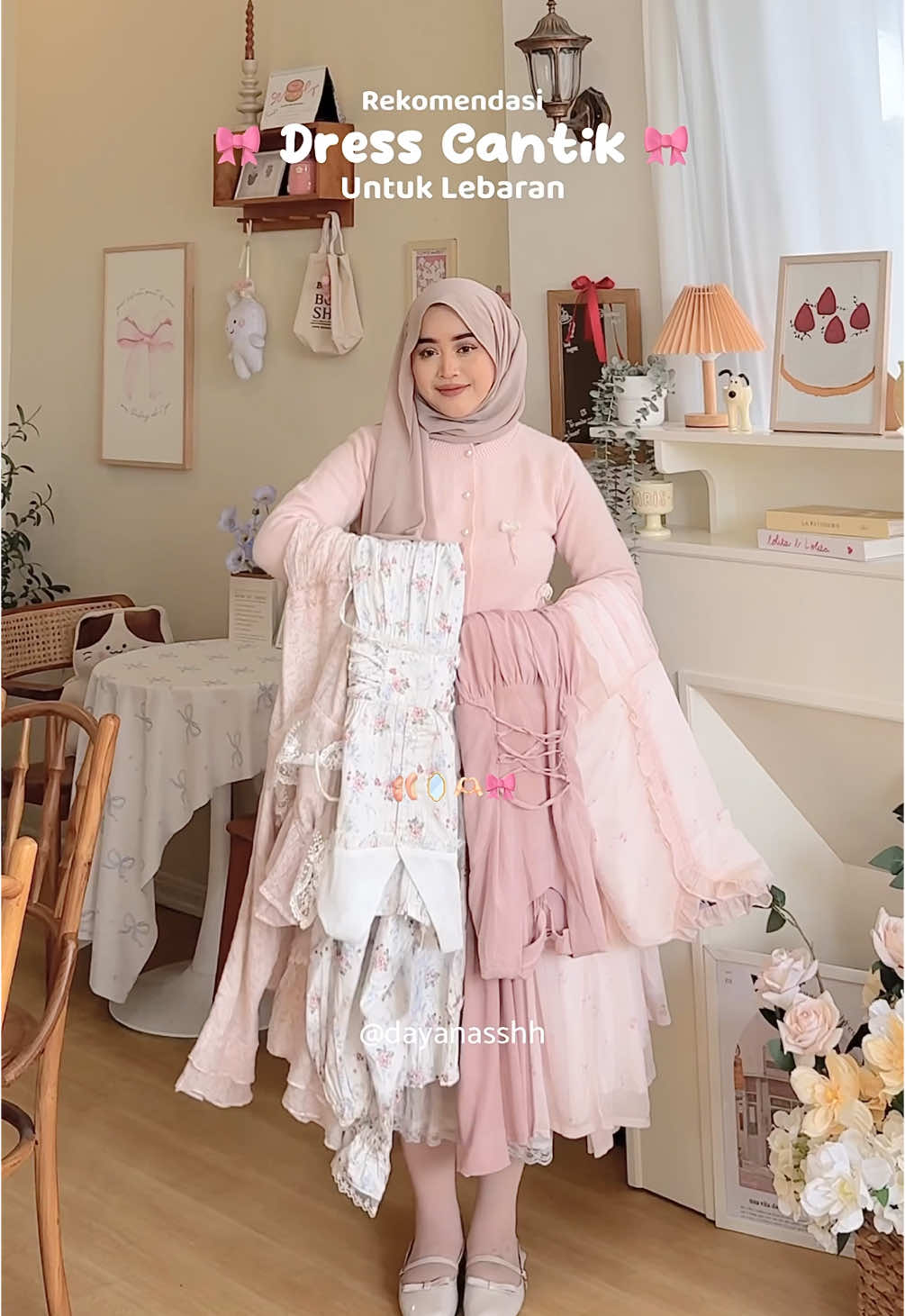 Cantik bgt! 🩰🪞🫶🏻🎀 Dress 1 no 952 Dress 2 no 1283 Dress 3 no 1305 Dress 4 no 1094 Dress 5 no 1105  #fyp #xyzbca #outfitinspo #outfitbukber #outfitideas #bajulebaran #outfithijab #outfitlebaran 