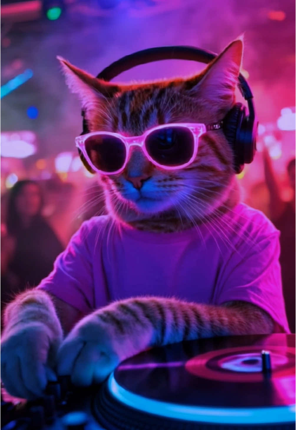 Music vibrations 🔊❤️🎶✨ #gingercat #cat #catai #djcat #ai #dj #club #nightlife #dancemusic #music #dance #party #CapCut 