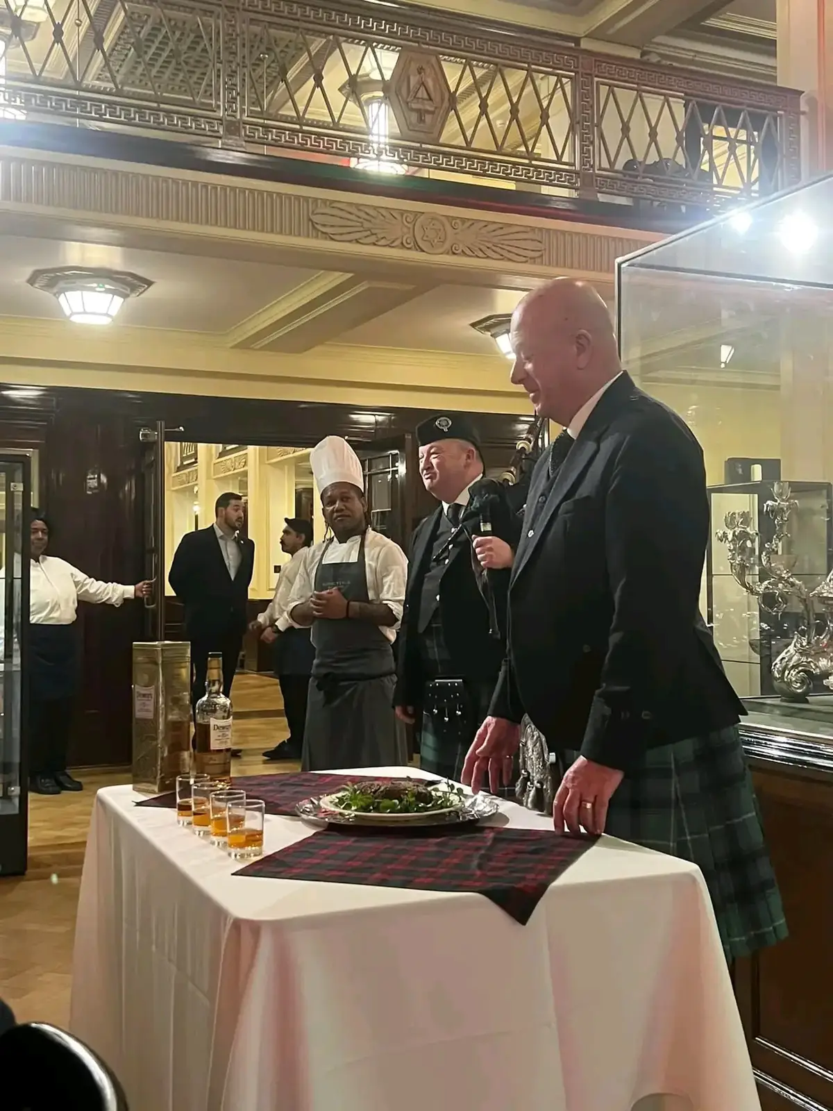 The annual Burns Guest Dinner of the Lodge of Honor & Generosity No. 165 with a video of the wonderful Tom Quinn giving his Address to the Haggis and the superb Paul Burgess playing the pipes. A splendid dinner in the South Gallery of the Museum with special displays for us, including our own unique Tracing Boards, by the extraordinary Museum Staff. We had excellent wines, 15 year old whisky from our WM and 9 Sardinian liqueurs from our Italian brethren. . . ! Plus we passed 6 of our Brethren to the Second Degree at our lodge meeting before dinner. Not a bad evening’s work! So proud to be the lodge’s Mentor (& Assistant Secretary - Dining). 🏴󠁧󠁢󠁳󠁣󠁴󠁿🇮🇹🇬🇧#searchcreatorinsights #masonichomeofvirginia #MarinersLodgeNo168 #provinceofguernseyandalderney #freemasonsCI 