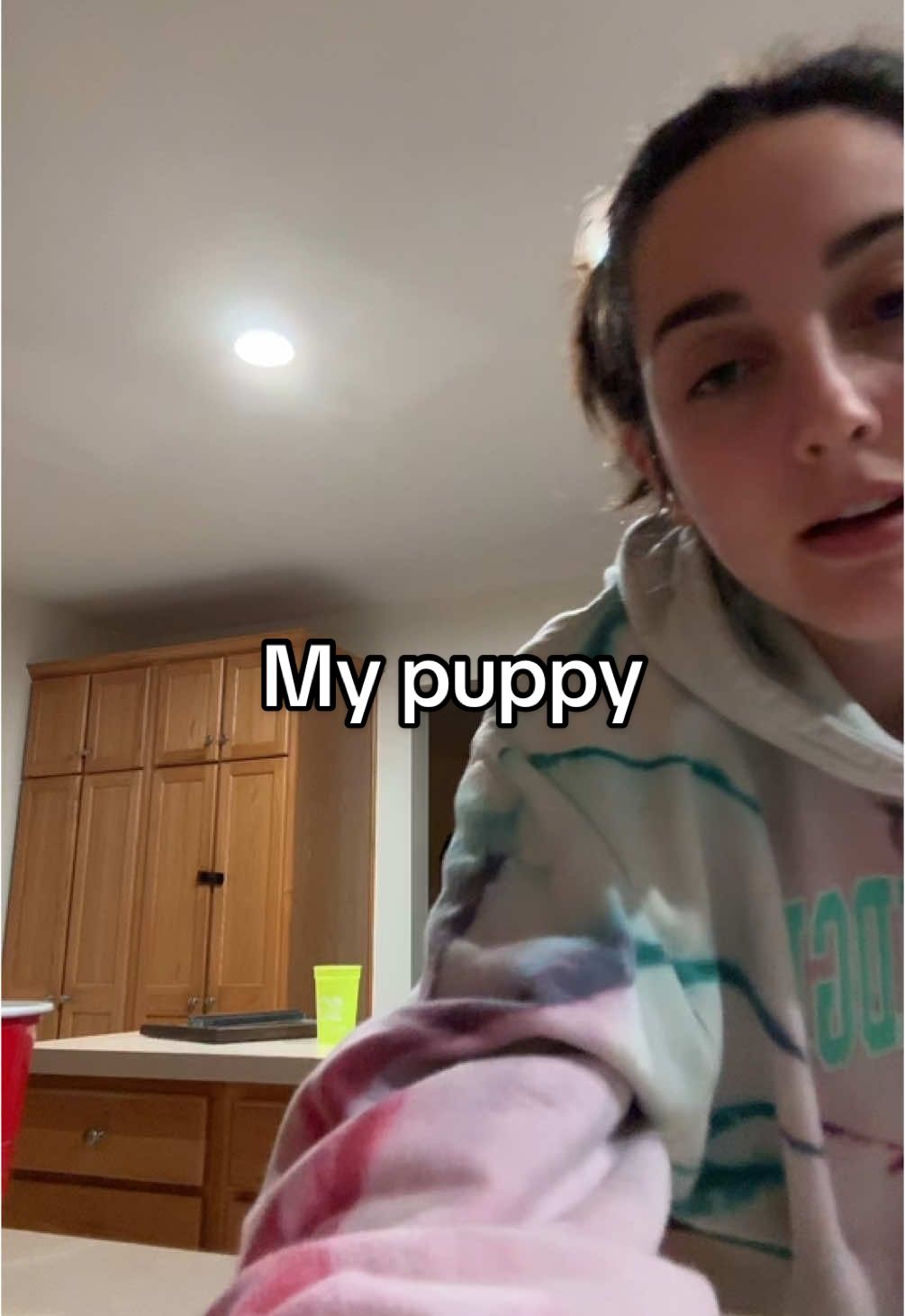 She’s not actually fat in being dramatic but I have to be on high alert during meal time #family #parent #puppy #toddler #dog 