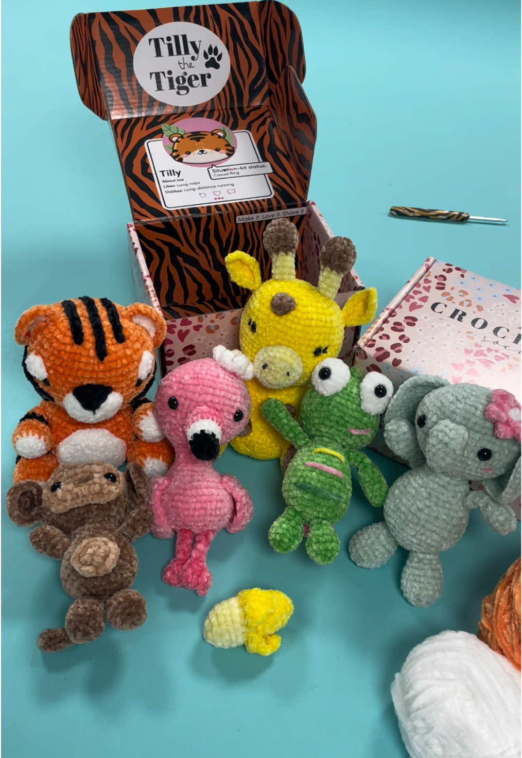 SELLING FAST!!! Our Menagerie Amigurumi Kits are now available to buy on TikTok shop! 😍 Choose from 6 adorbale animals, all priced at just £14.99. You’ll recieve a box full of crochet goodies, including a tote bag, hook, stitch marker and more.  Shop now 👏 #amigurumi #crochet #crochettoy #crochetersoftiktok #crochettiktok #crochettok #amigurumiscrochet #plushies #crochetplushie #chenille #chenilleyarn #crochetsociety #crocheting #fy #fyp #foryou 