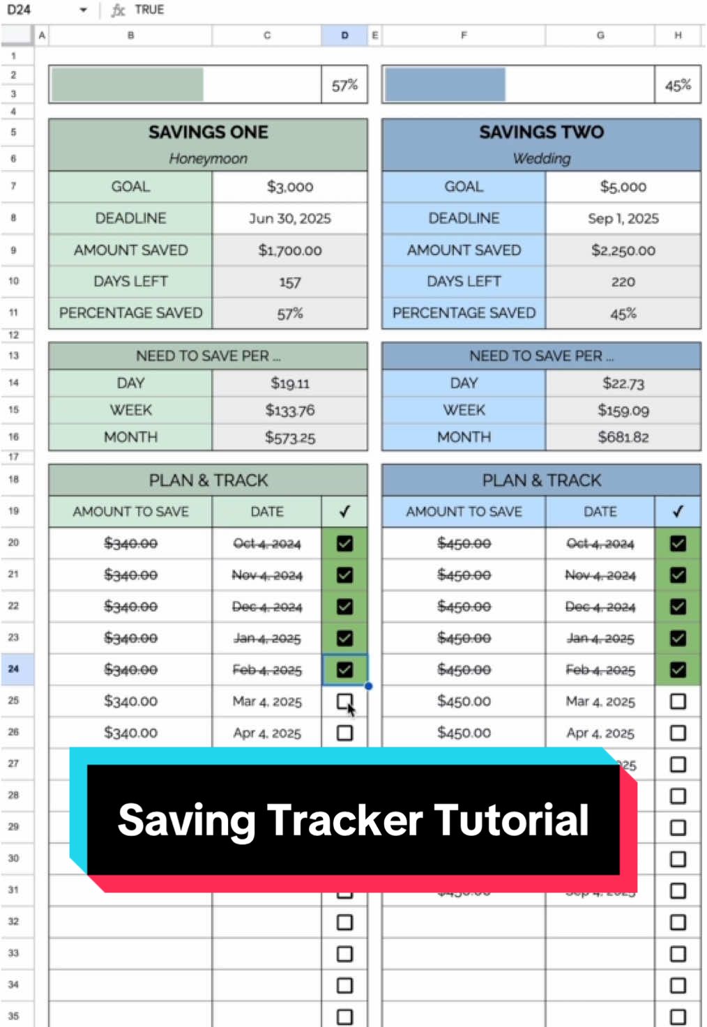 Need to save money? 💰 Here is a Savings Tracker Tutorial! #savingstracker #savingmoney #spreadsheet #googlesheets #spreadsheets #spreadsheettutorial #googlesheetstips 
