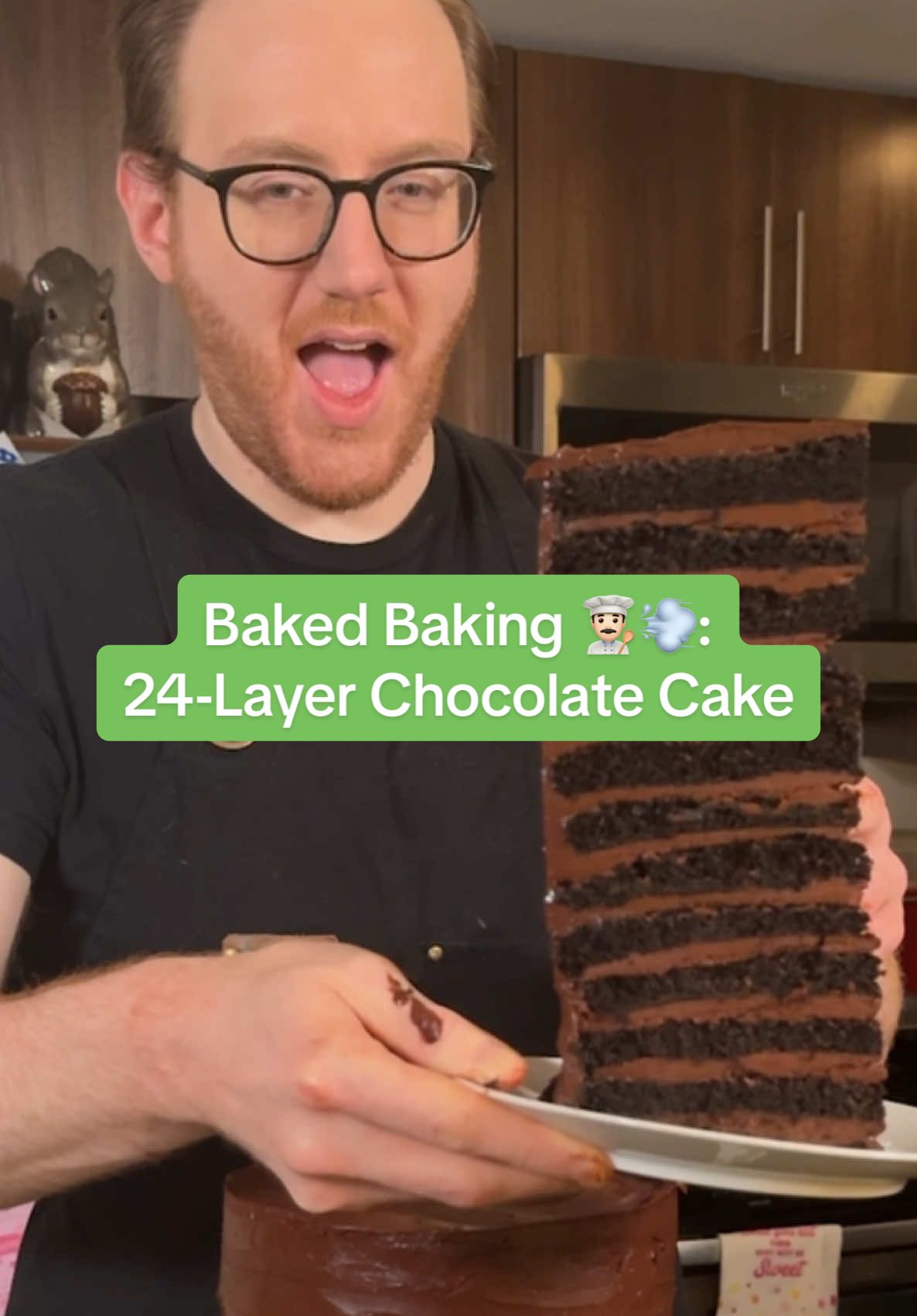 Baked Baking 👨🏻‍🍳💨: 24-Layer Chocolate Cake!!!! took two whole days and yes I got baked for both, but it was worth it for the monster i created (base cake and frosting recipe from my fave @Jenna | Butternut Bakery!) #funny #comedy #baking #baked #baker #cake #chocolatecake #bakingchallenge