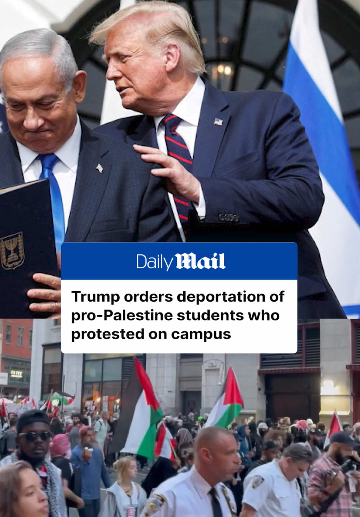 President Donald Trump is ordering the deportation of foreign students who took part in pro-Palestinian protests on college campuses in the US as he launches a wide-ranging crackdown on anti-Semitism. A new executive order will target resident aliens who broke laws during demonstrations following the October 7, 2023 attacks in Israel. Trump said he would instruct his Justice Department to 'aggressively prosecute terroristic threats, arson, vandalism and violence against American Jews'. He added: 'To all the resident aliens who joined in the pro-jihadist protests, we put you on notice... we will find you, and we will deport you. I will also quickly cancel the student visas of all Hamas sympathizers on college campuses, which have been infested with radicalism like never before.' Read the full story at DailyMail.com. 🎥 Storyful #news #trump #student #palestine #Israel #university