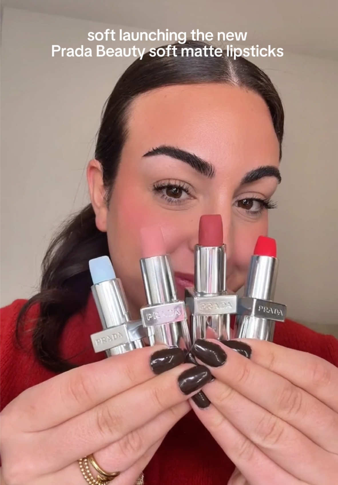 soft launching my vday crush @pradabeauty soft matte lippies from @sephora #pradabeauty #giftedbypradabeauty #pradamonochrome #pradabalm 