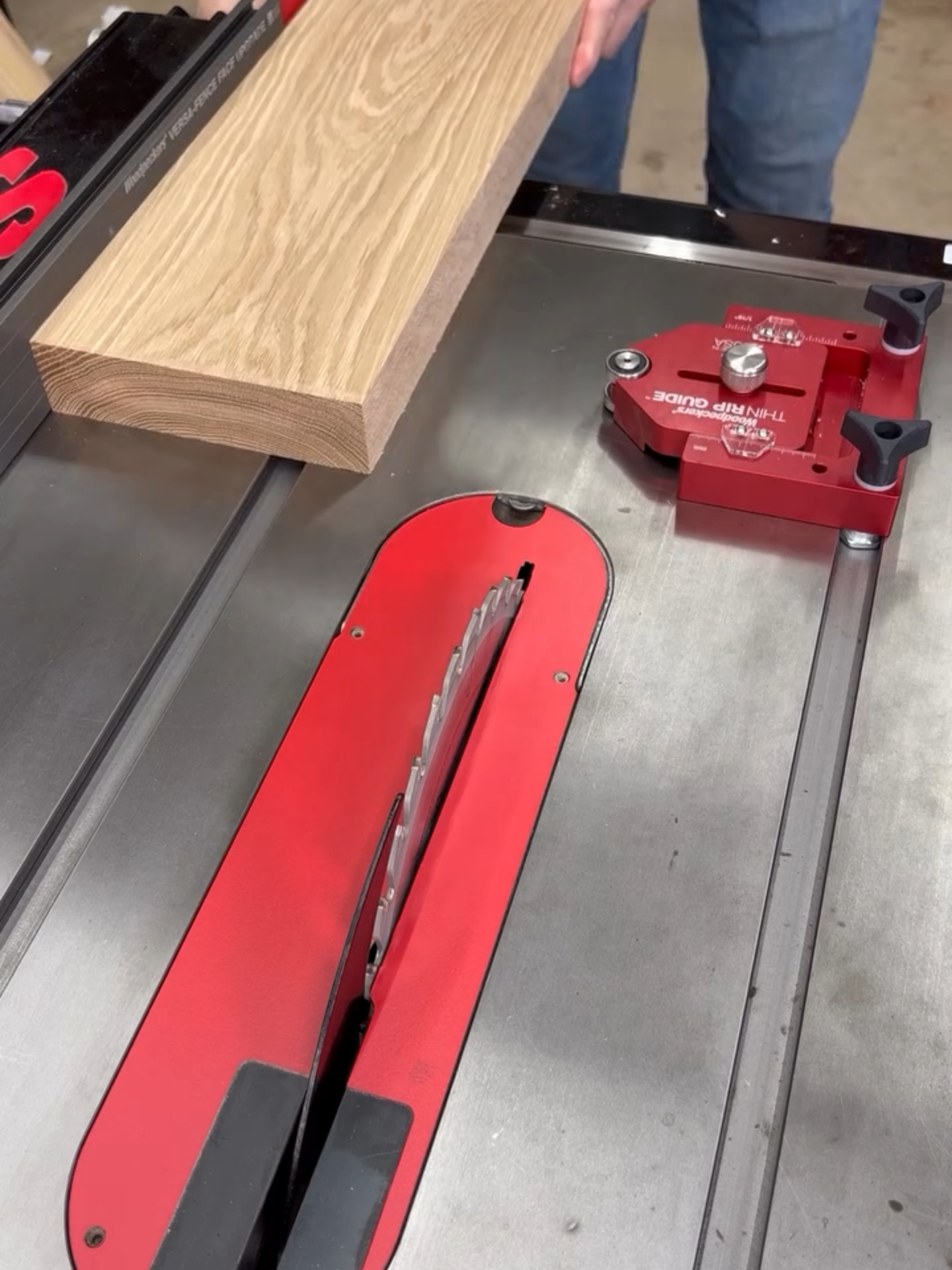 Rip thin strips faster and safer than ever with the ThinRip Guide! Trapping those thin strips between your table saw blade and the rip fence can cause kickback. Also, tension release in the cut can cause binding and burning. It’s smarter to have the strip on the off cut side of your blade, but how do you keep the thickness consistent? Woodpeckers ThinRip Guide is the answer. The ThinRip Guide provides a perfectly safe stop on the off cut side of the blade that delivers the same sized strips over and over again as you move your fence closer to the blade. The ThinRip Guide is engineered to work with almost everything from portable jobsite saws up to the largest cabinet saws. If the miter slot is 3/8” x 3/4” with a T-slot, it will fit. Depending on the brand saw you have, you can cut strips as thin as 1/32” and up to 1-1/4”. The ThinRip Guide is machined from a solid billet of top-quality aluminum. At just under 4 pounds, it’s engineered to provide solid support, and look good doing it. All other components are made from corrosion resistant materials, giving you a tool that will do its job for generations of woodworkers to come. You can find the ThinRip Guide on our website www.woodpeck.com or visit the link in bio! Tools Used: 1️⃣ ThinRip Guide SKU: TRG #woodpeckerstools #woodworkingtools #toolsofthetrade #tablesaw #tablesawjigs #woodworkingtips #woodshop #igwoodworkingcommunity #woodworkingcommunity #satisfyingvideos #makersgonnamake #makersofinstagram #woodworkingskills #woodworkingprojects