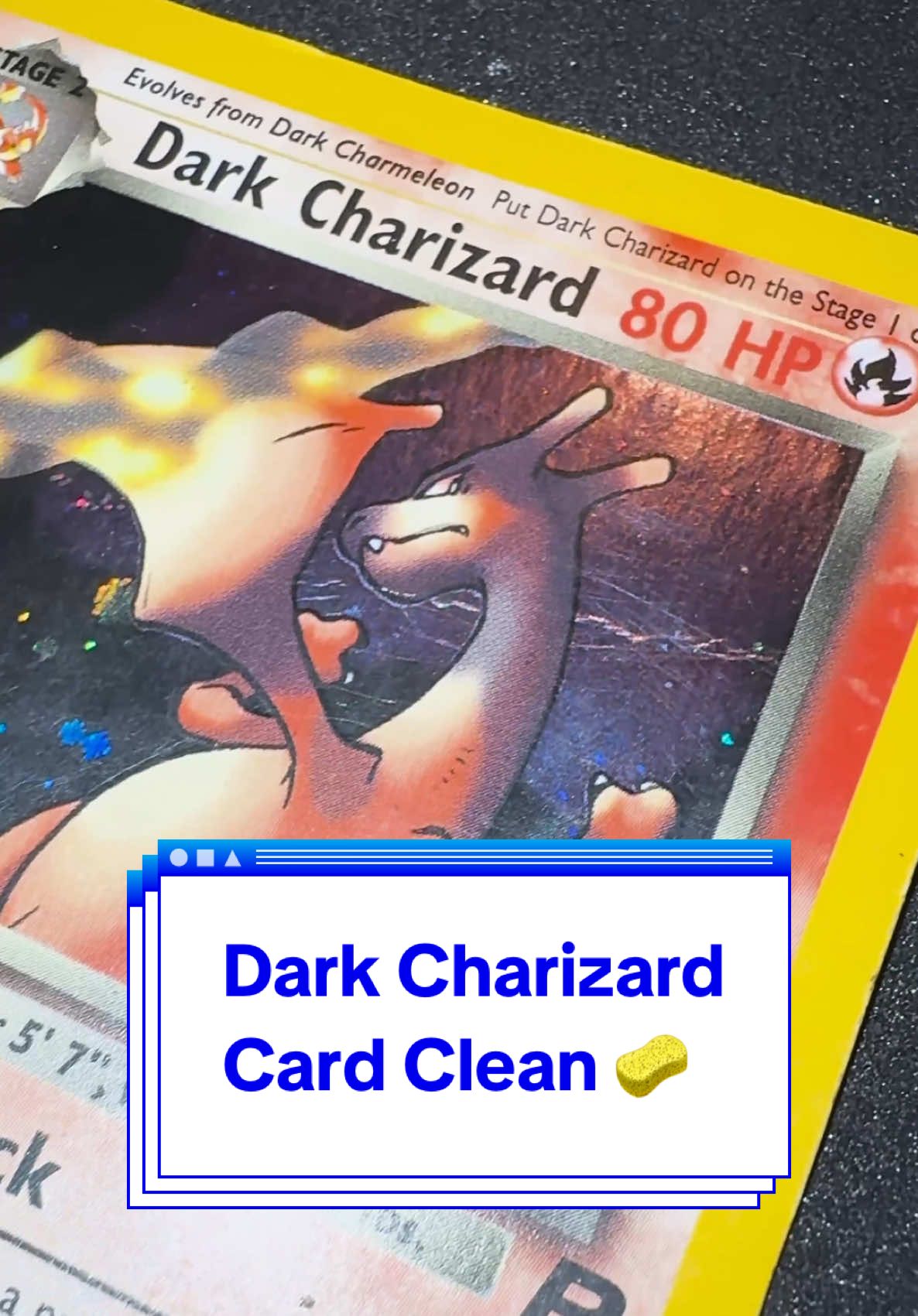 Dark Charizard Card Clean Crease fix | Polish | Dents removal #vintagepokemon #charizard #restoration #pokemoncards 