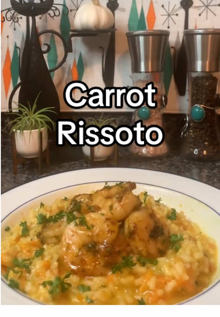 🔄One of my favorite risottos!  Ingredients:  * 1 1/2 Cups Arborio Rice  * 1 Tbsp Olive Oil  * 4 Tbsp Butter - Divided  * 1/2 Cup White Wine  * 8 Cups Chicken or Vegetable Broth - Low Sodium  * 2 1/2 Cups Shredded Carrots  * 1 Medium Onion - Diced  * 5 Cloves Garlic - Minced  * 1 1/2 tsp Honey  * 1 1/2 Tbsp Fresh Parsley  * 1/2 Cup Freshly Grated Romano  * 1/2 tsp Kosher Salt  * 1/2 tsp Black Pepper  * 1/2 tsp Thyme  Directions:  1. Bring broth to a simmer in a large saucepan. Keep warm over low heat. 2. Heat 2 Tbsp butter over medium heat & add in carrots. Next add in 1/2 cup of the warmed broth, honey, salt, pepper & thyme. Mix well - cover & cook for 5-6 minutes. Uncover & cook for an additional 4-5 minutes, or until liquid has been absorbed/evaporated.  3. Transfer half of the mixture to a bowl & set aside for later. Add the remaining half to another bowl along with 1 cup of the broth & purée.  4. Heat the remaining 2 Tbsp of butter along with the olive oil in the same pan over medium heat. Add in the onion & cook for 4 minutes - followed by the garlic & continue to cook for 1 more minute.  5. Add in the Arborio rice and stir for about 3 minutes until the rice is toasted and starting to look translucent. Then add in the wine & cook until absorbed about 3 minutes.  6. Next add in the carrot purée - stirring continuously until absorbed. About 4-5 minutes.  7. Add remaining stock, one ladle at a time, stirring nearly constantly until each portion is absorbed before adding the next. This could take 20-30 minutes.  8. Remove risotto from the heat, add in the Romano cheese, parsley & reserved carrots. Stir to combine. If needed add in a bit more broth if the risotto is too thick.  #risotto #comfortfood #recipes  #carrots  