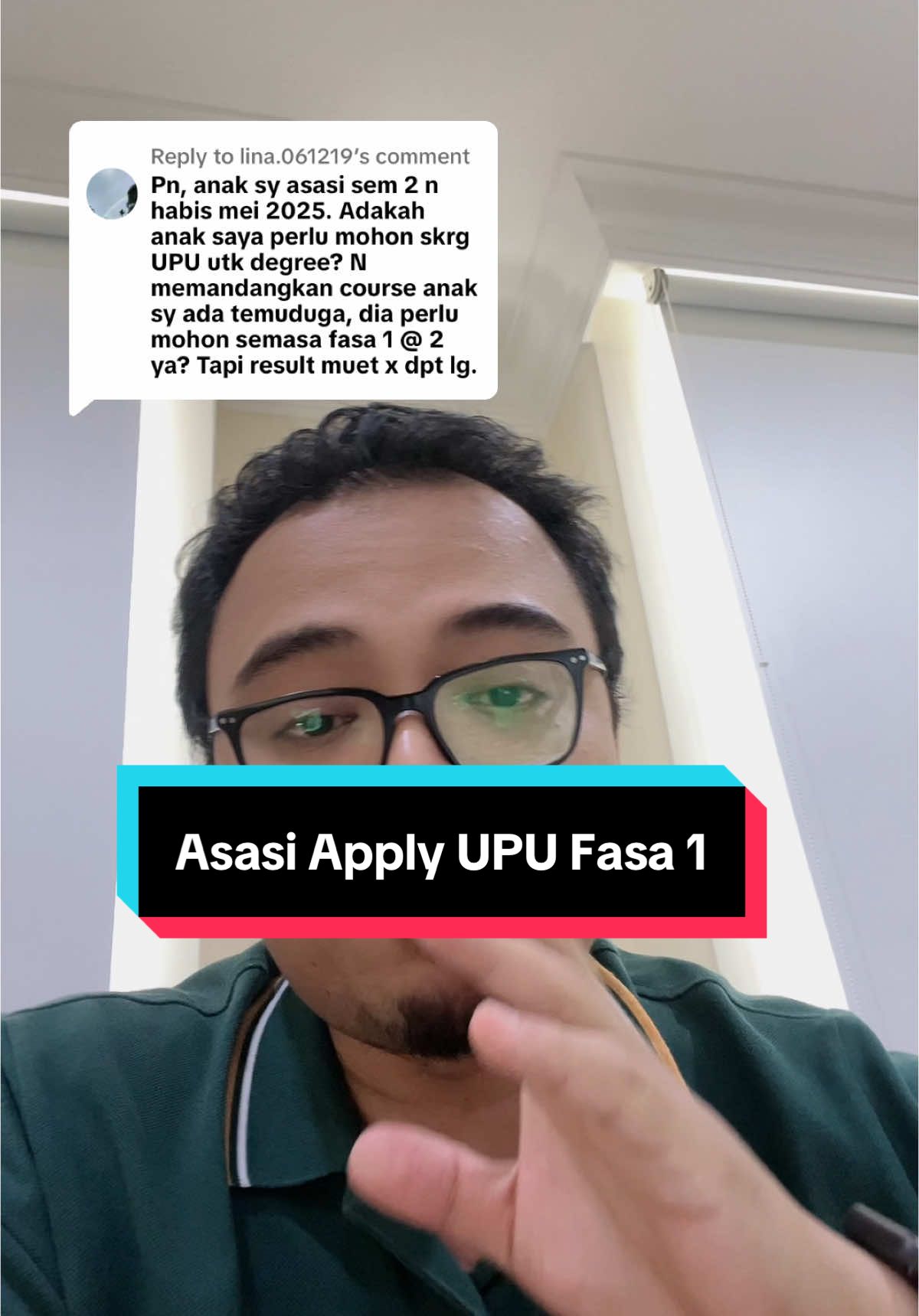 Replying to @lina.061219 apply fasa 1 dgn kptsn semester 1 asasi #asasi #upu #temuduga 