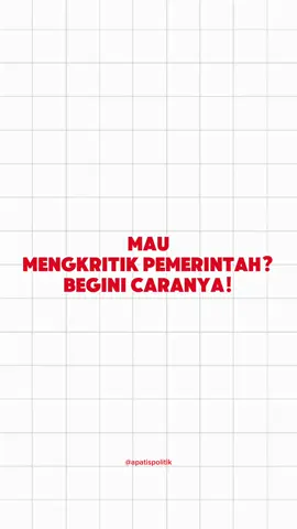 Nggak usah takut untuk mengkritik pemerintah ya, asalkan kamu mengkritik dengan cara yang baik dan benar. #kritik #pemerintah #kebijakan #apatispolitik #beritapolitik #viral #trendingreels #fyp #foryourpage #viral #xyzbca