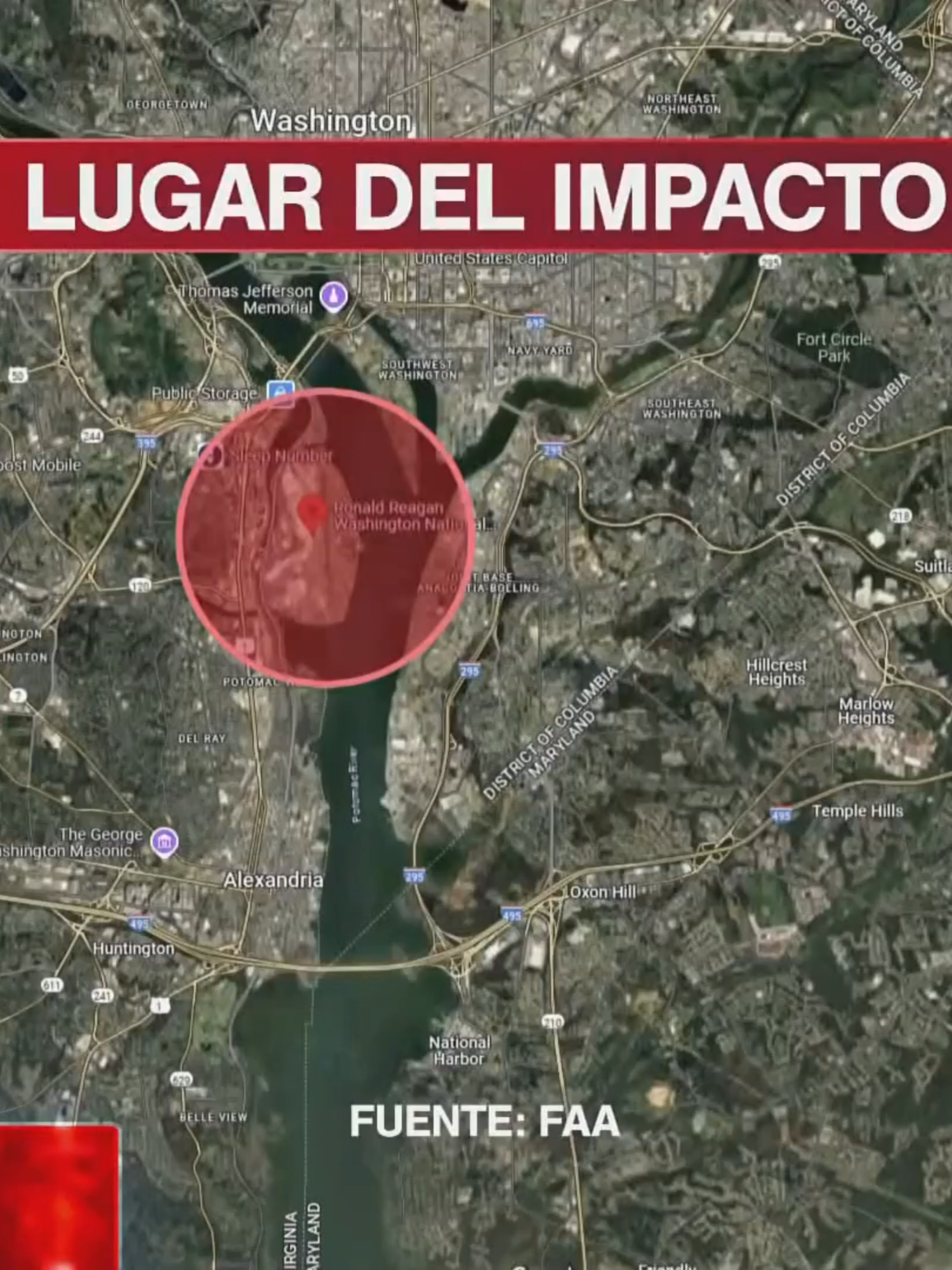 🔴 Un avión comercial de American Airlines chocó en el aire con un helicóptero militar cerca del Aeropuerto Nacional Reagan en Washington D.C. este miércoles. Esto es lo que sabemos hasta ahora: 📌 El avión, que venía de Wichita, Kansas, transportaba 60 pasajeros y cuatro tripulantes. 📌 El helicóptero era un Black Hawk del Ejército con tres personas a bordo. 📌 Autoridades buscan sobrevivientes en el río Potomac bajo 