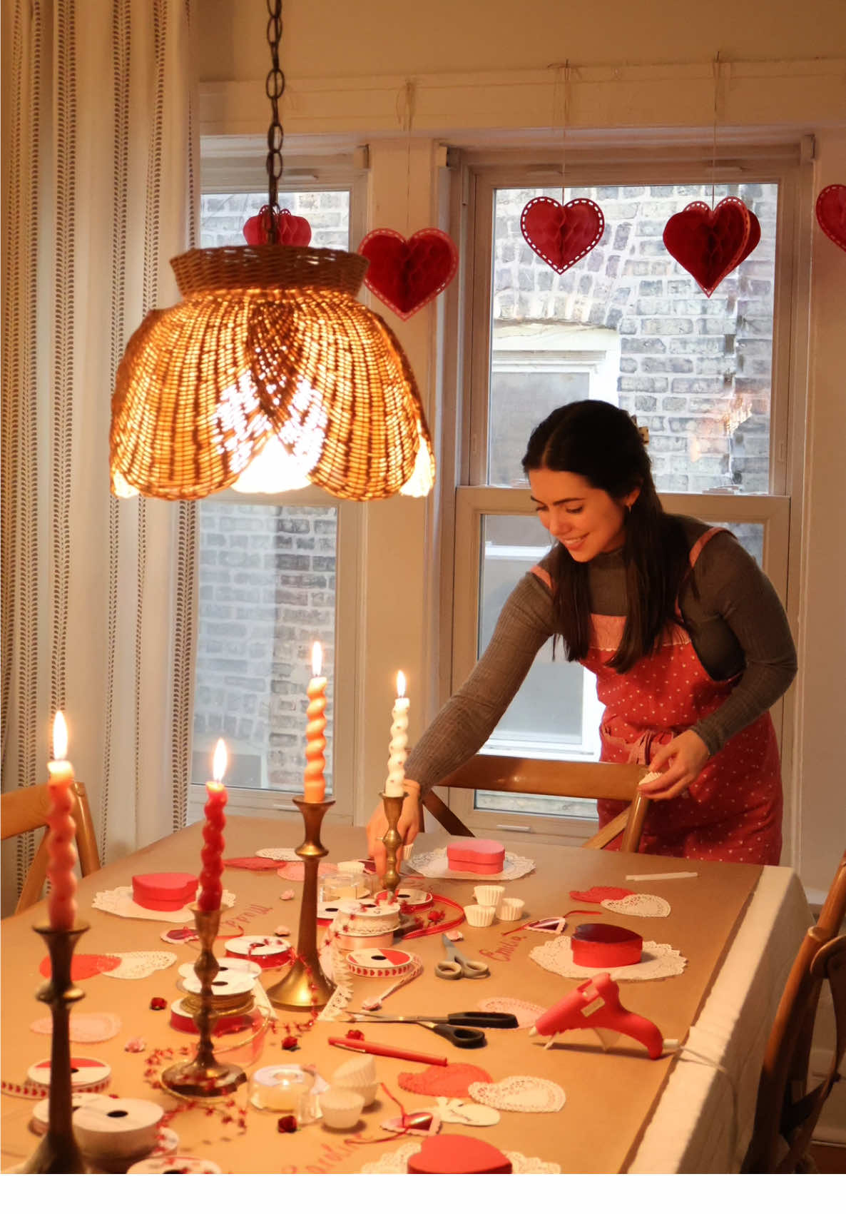 How to host a vintage-inspired mini chocolate box decorating night for Galentine’s this year 🍫❤️ 1. Make the chocolates (or store-bought!) - 2 hours - You can prep these the day before, but if you’re in a pinch (like we were), you just set in the freezer between layers. I’ll post a more detailed video on how we used our molds to make simple truffles!   2. Set the table / decorate - 15 minutes - I already had my honeycomb hearts hung from my cake decorating night, so I simply added my Kraft paper, candlesticks, and our supplies for decor!  4. Decorating stations - 5 minutes - Mini heart box, hot glue gun (we shared 2), ribbons, scissors, heart doilies, and white baking cups. I wrote my friend’s names on the craft paper for fun!  Everything I used (all linked in my bio!): Heart Box Decorating: -4” mini heart boxes -4” heart doilies  -assorted ribbons -paper rosettes -hot glue gun Chocolate Making: -mini round silicon treat mold -heart silicone candy mold -white baking cups -pastry detail brush -edible paint powder  -truffle ingredients (I’ll do a more detailed post on these!) Thank you to @Michaels Stores for helping me get everything I needed to make our girls night a success!  #michaelspartner #MichaelsMakers #MakeitwithMichaels #everythingtocreateanything #galentinesday #girlsnight #girlhood #DIY #besties #craftideas #ValentinesDay #chocolatebox #vintageaesthetic #coquette